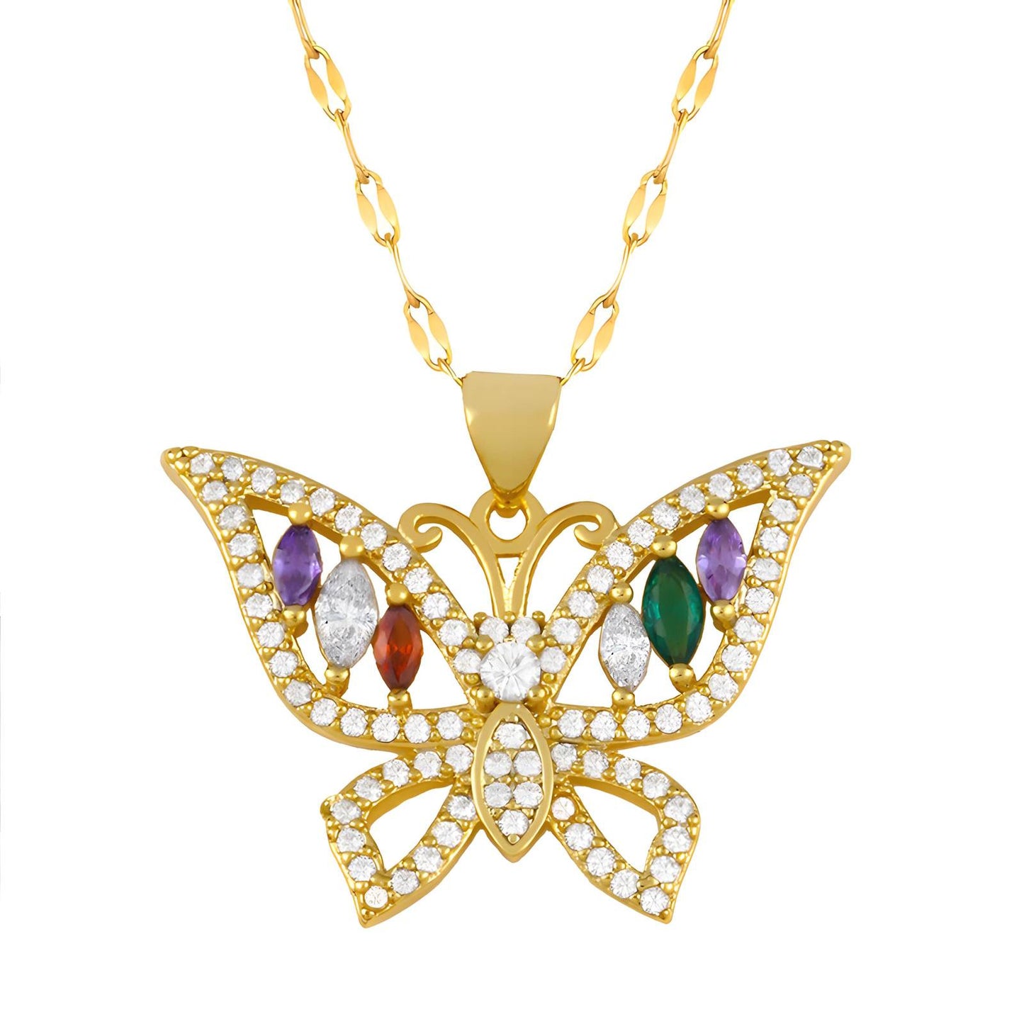 18K gold plated Butterflies necklace, Intensity