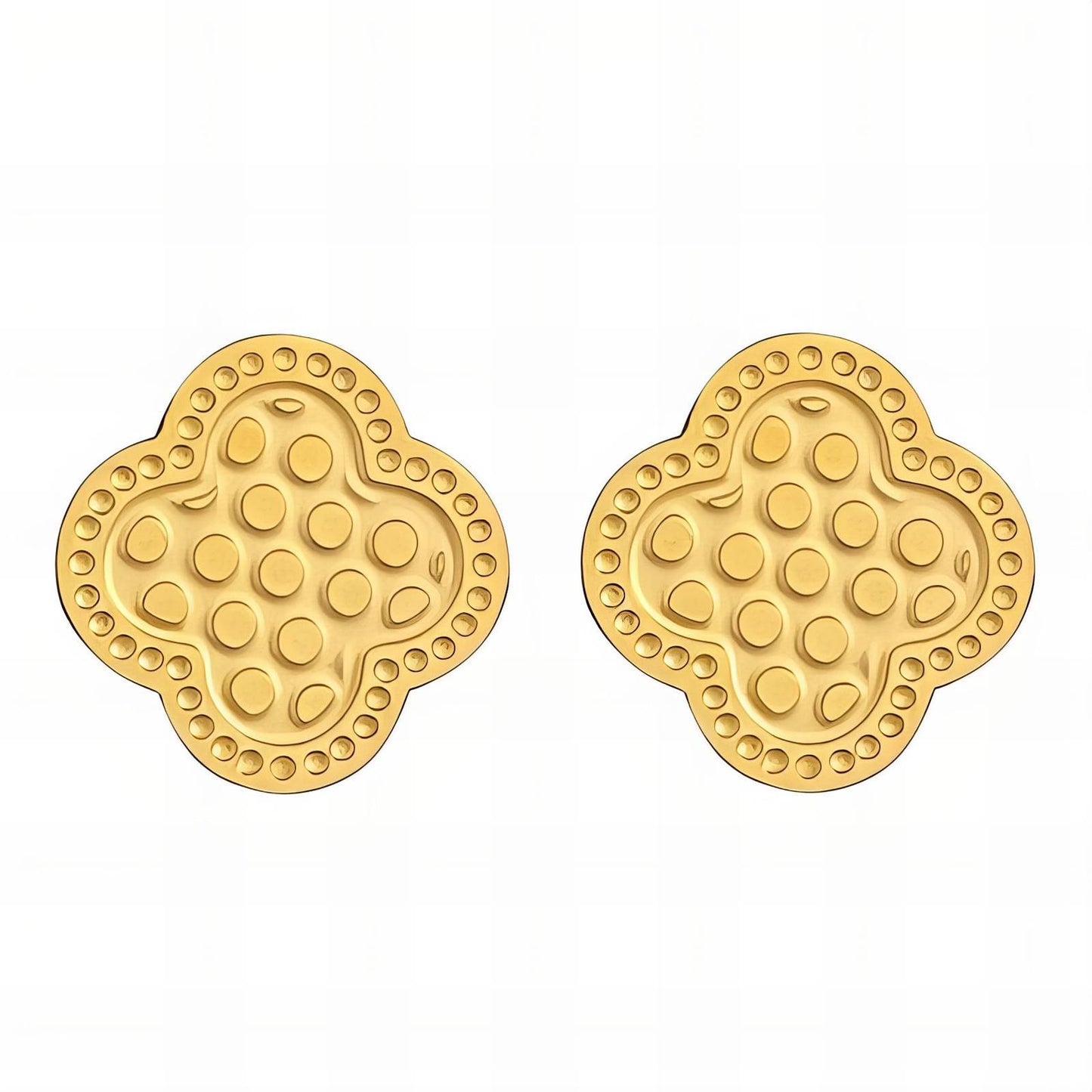 18K gold plated Stainless steel Four-leaf clover earrings, Intensity