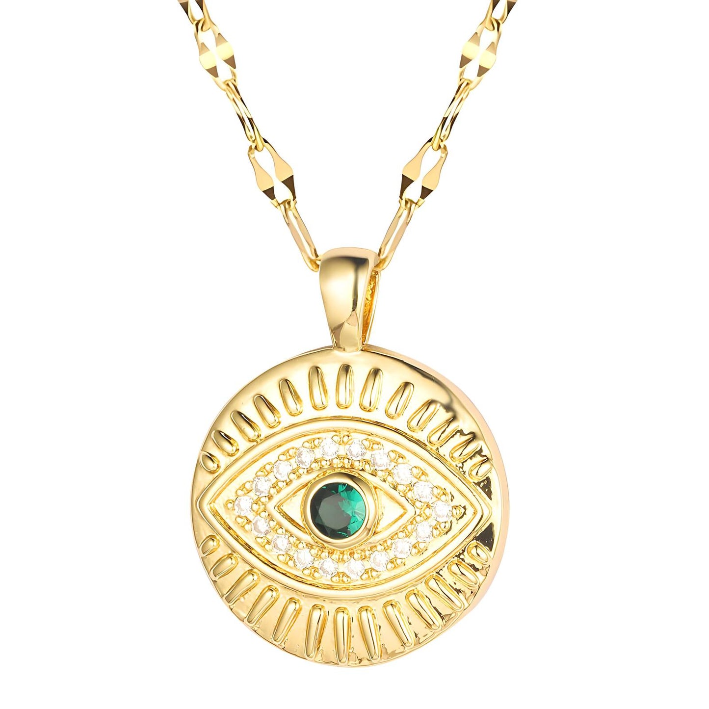 18K gold plated Evil Eyes necklace, Intensity