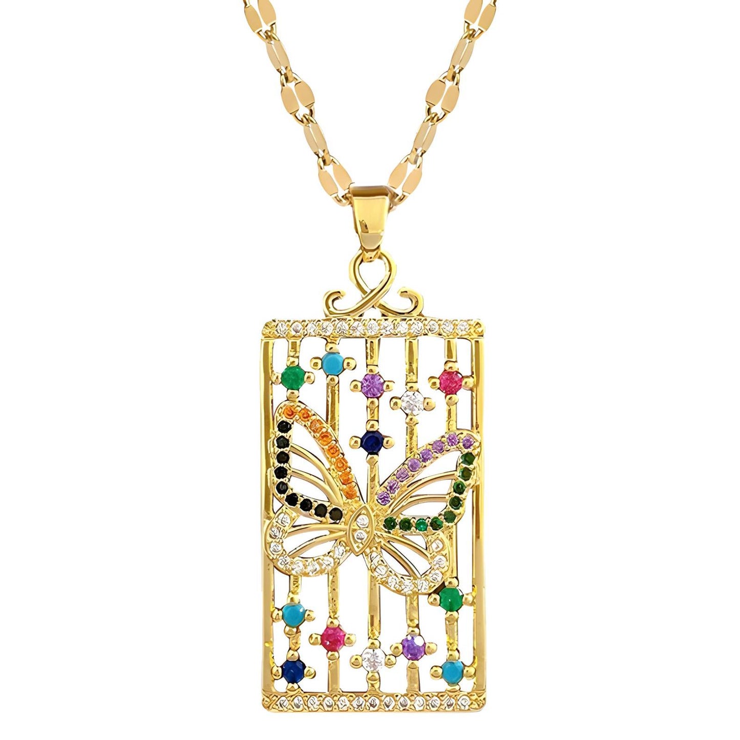 18K gold plated Butterflies necklace, Intensity