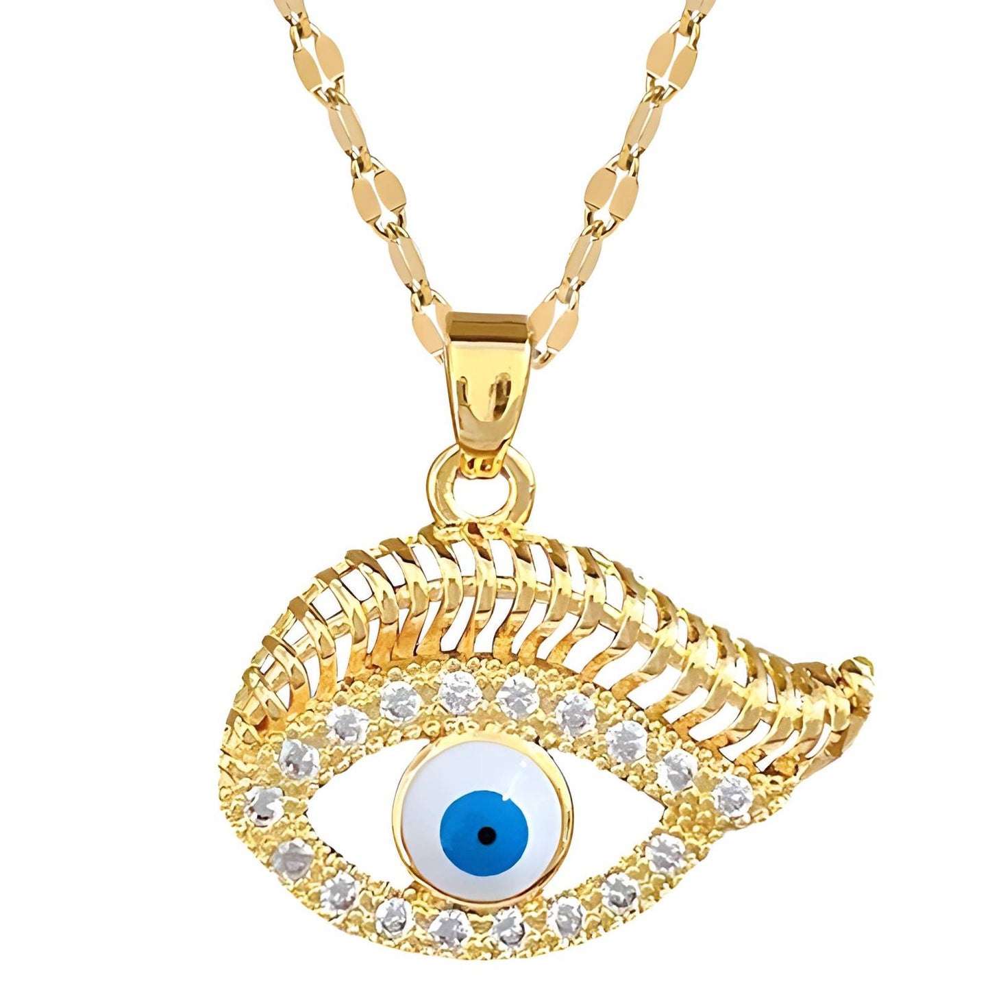 18K gold plated Evil Eyes necklace, Intensity
