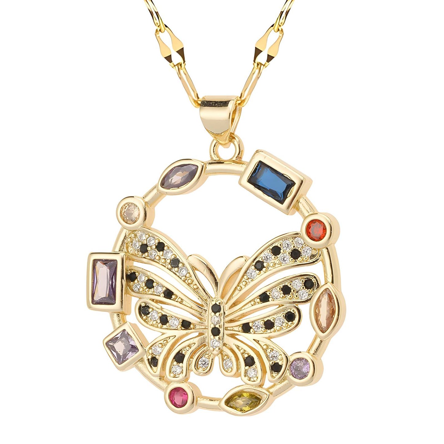 18K gold plated Butterflies necklace, Intensity