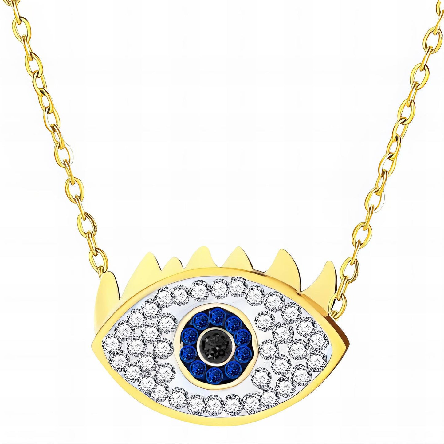 18K gold plated Stainless steel Evil Eyes necklace, Intensity