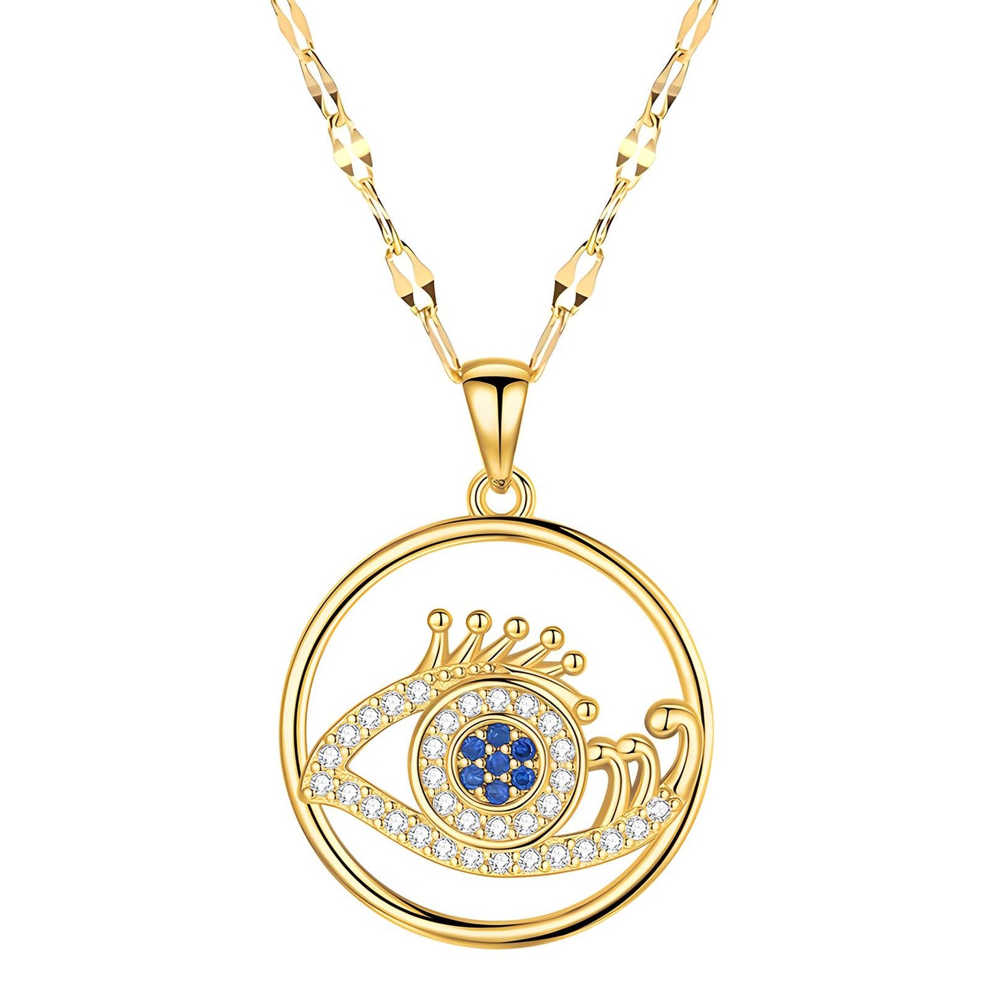 18K gold plated Evil Eyes necklace, Intensity