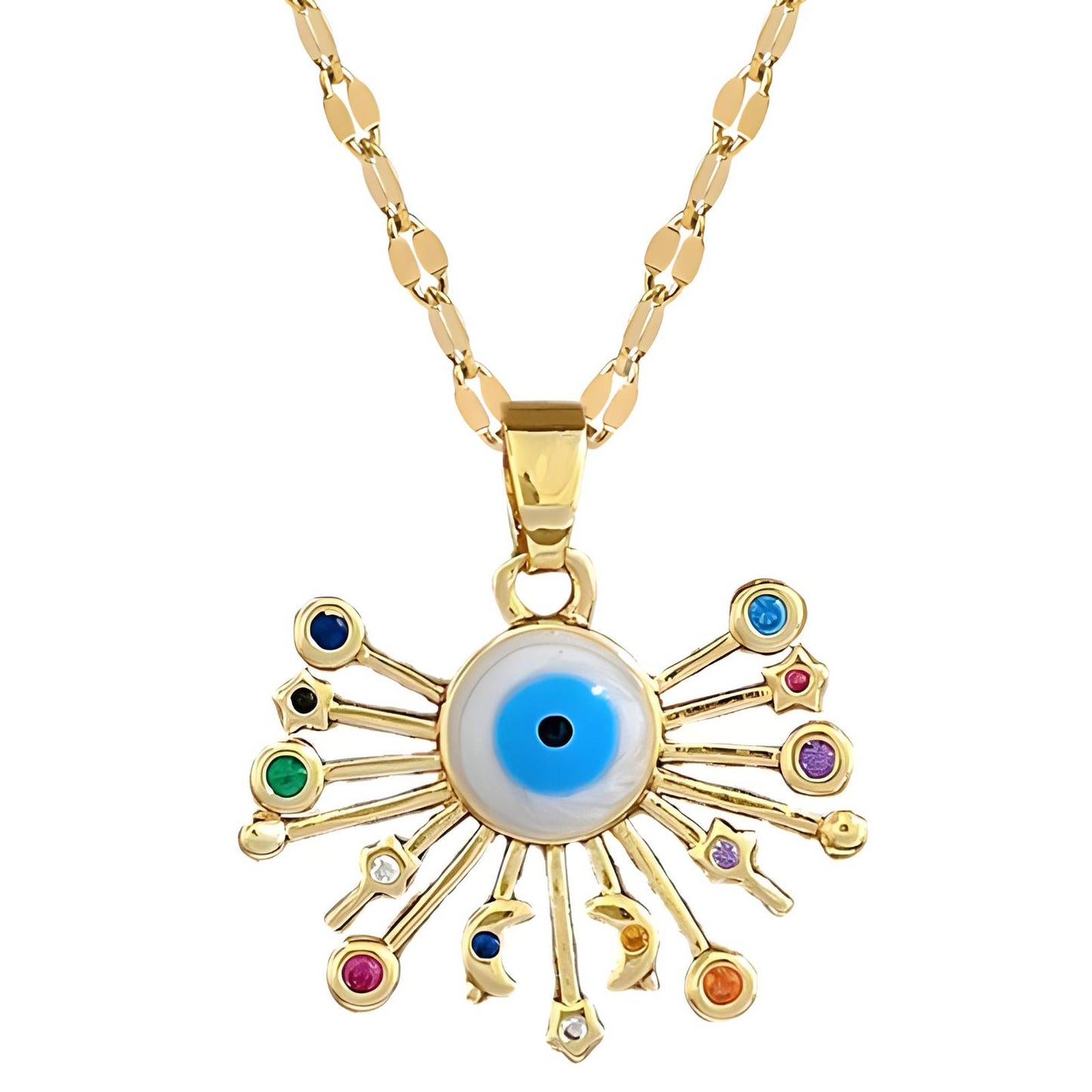 18K gold plated Evil Eyes necklace, Intensity