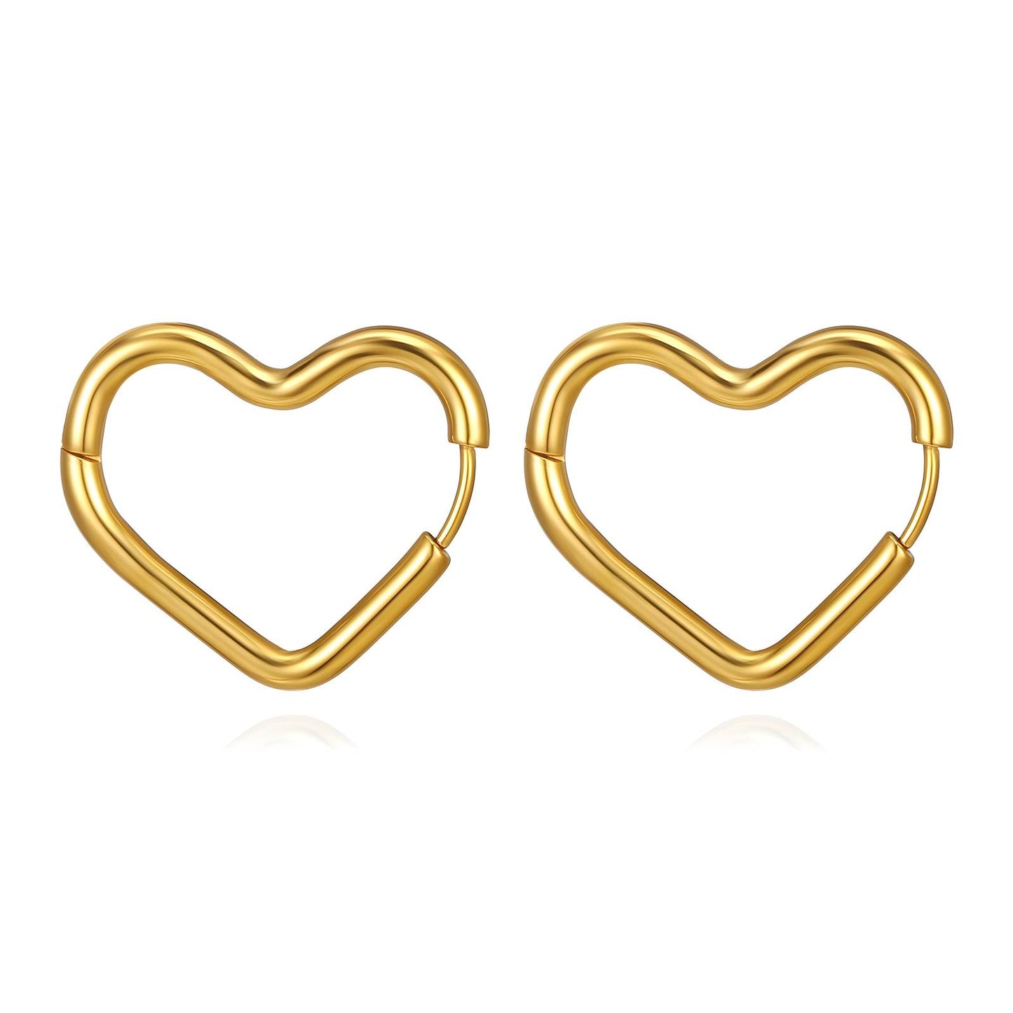 18K gold plated Stainless steel Hearts earrings, Intensity