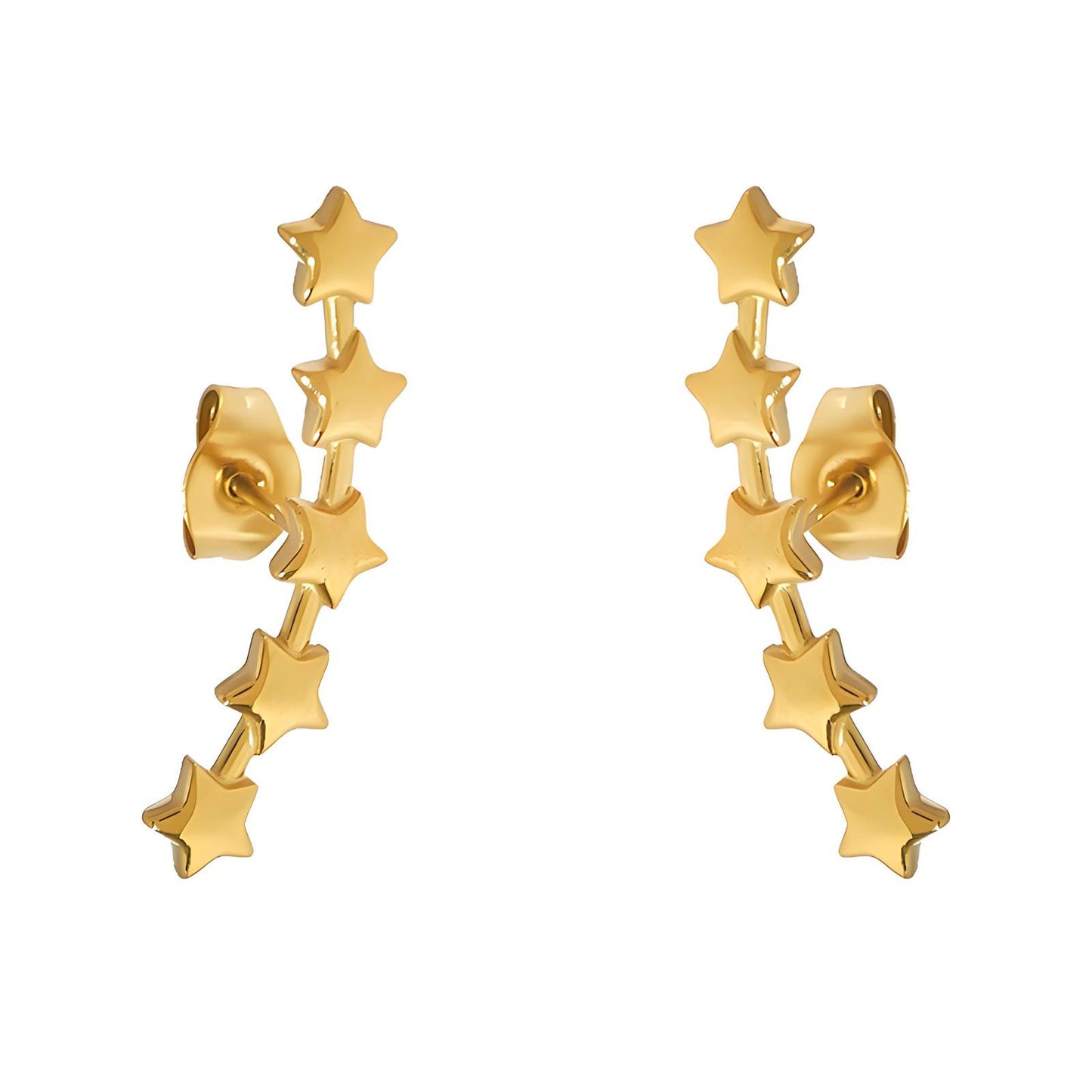 18K gold plated Stainless steel Stars earrings, Intensity