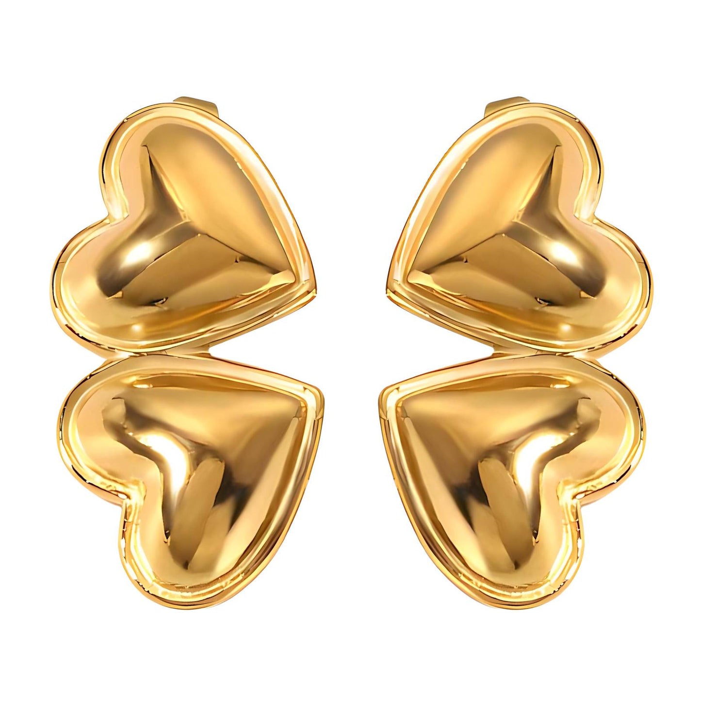 18K gold plated Stainless steel Hearts earrings, Intensity