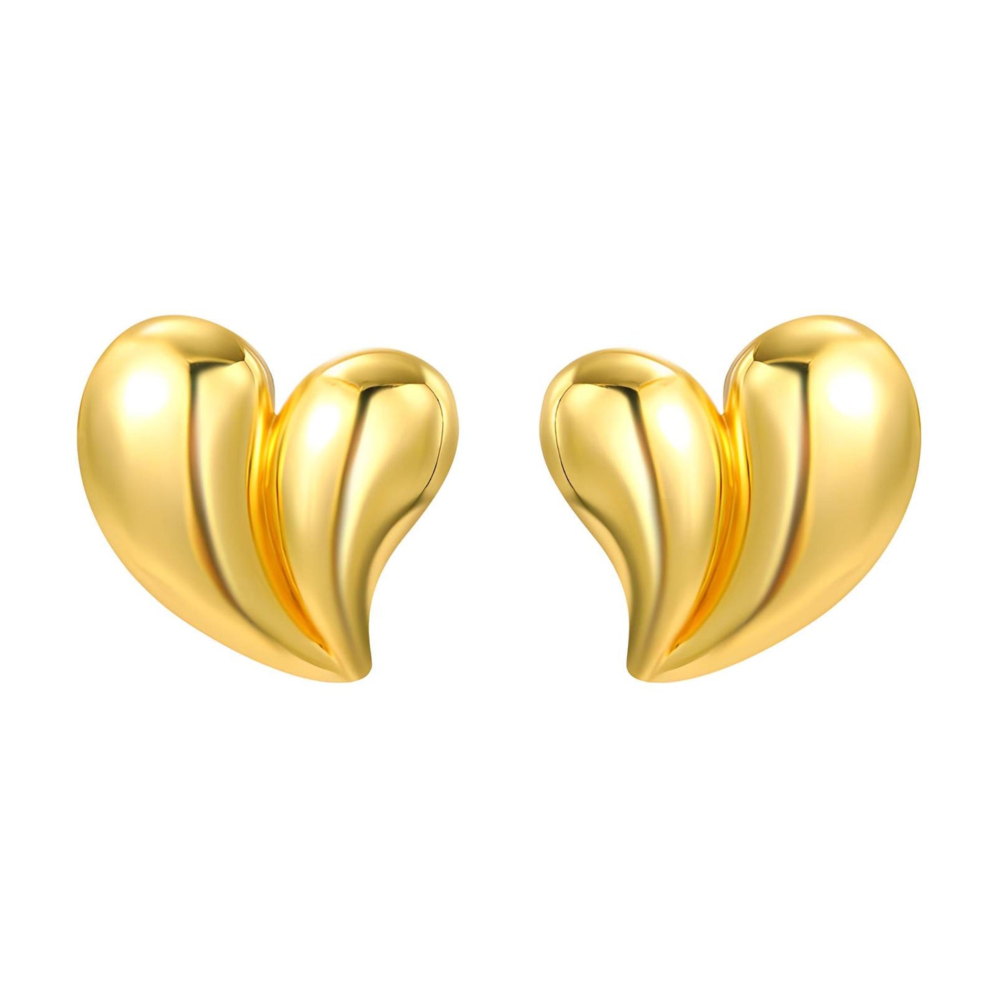 18K gold plated Stainless steel Hearts earrings, Intensity