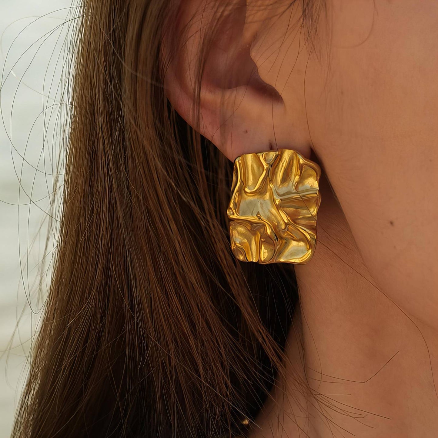 18K gold plated Stainless steel earrings, Intensity