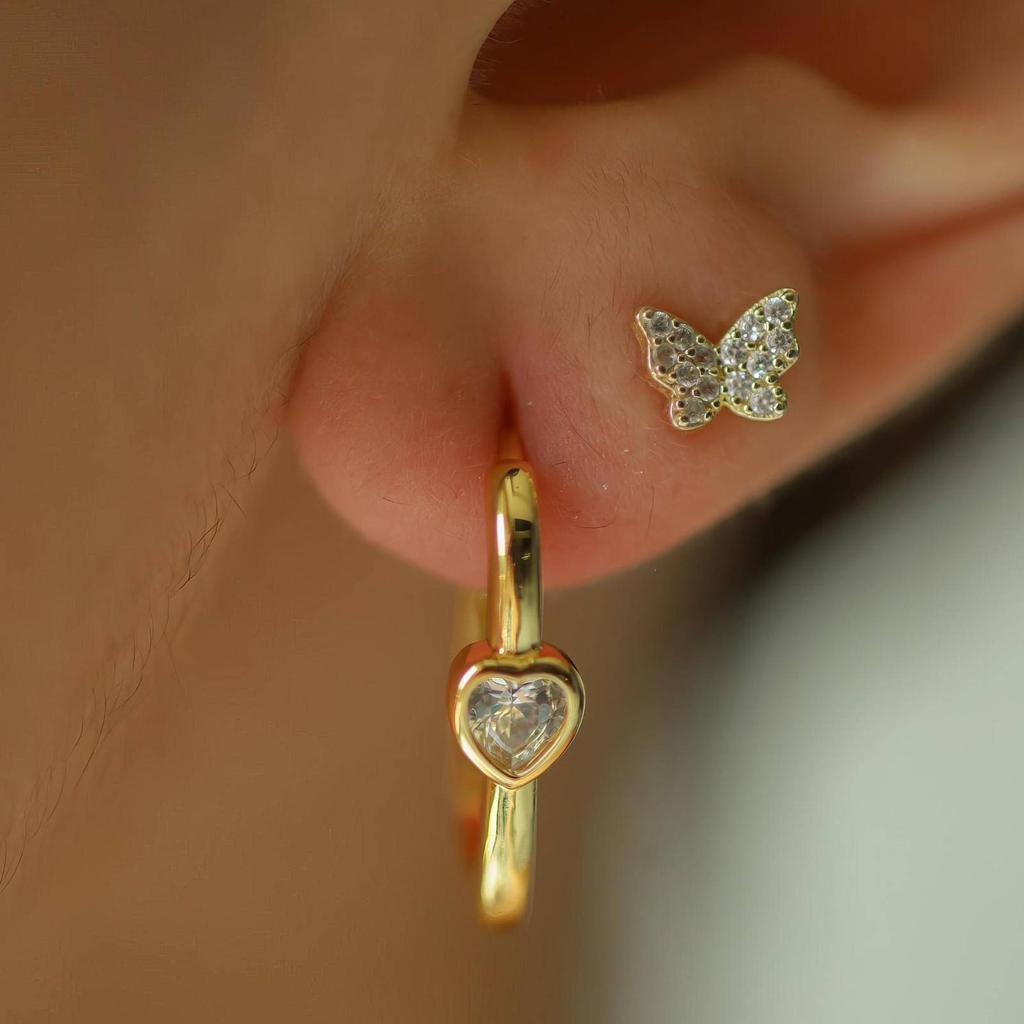 18K gold plated Stainless steel Hearts earrings, Intensity