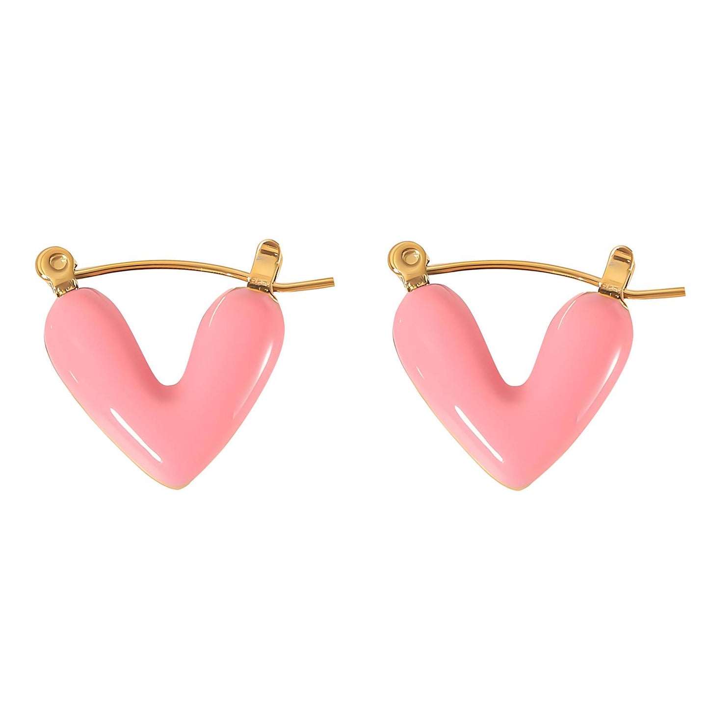 18K gold plated Stainless steel Hearts earrings, Intensity