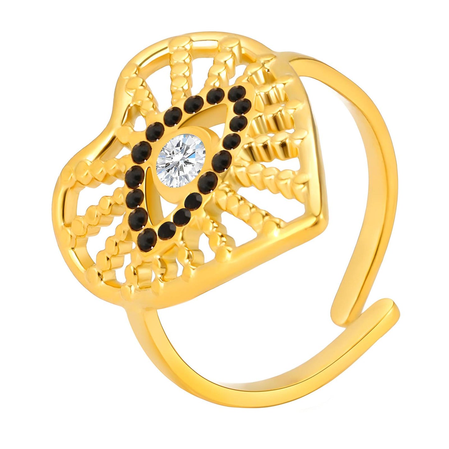 18K gold plated Stainless steel Evil Eye finger ring, Intensity