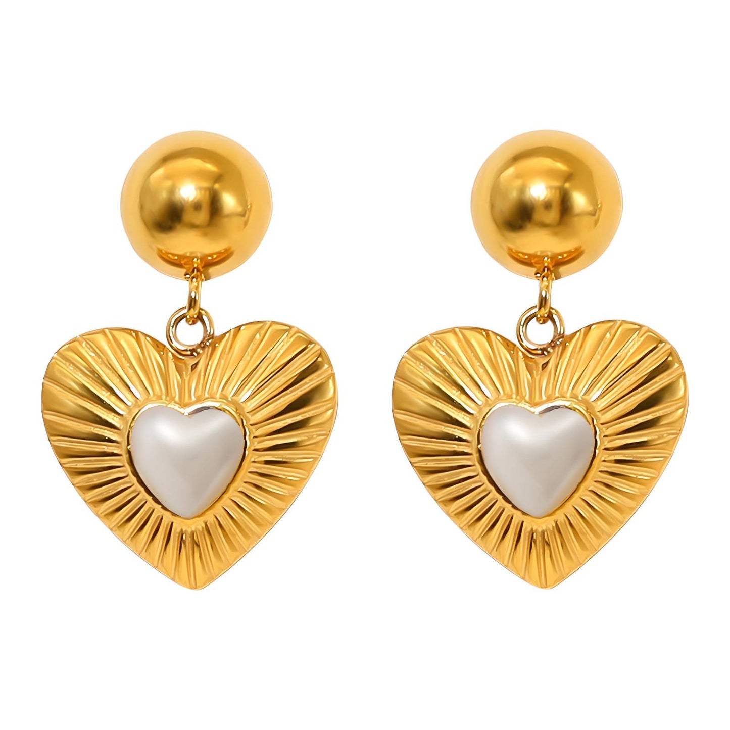 18K gold plated Stainless steel Hearts earrings, Intensity