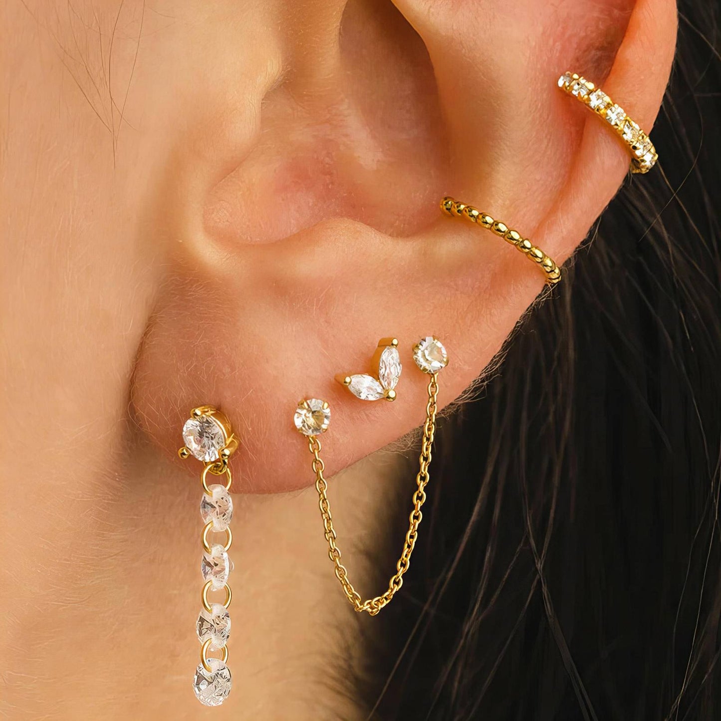 18K gold plated Stainless steel Heart earrings, Intensity