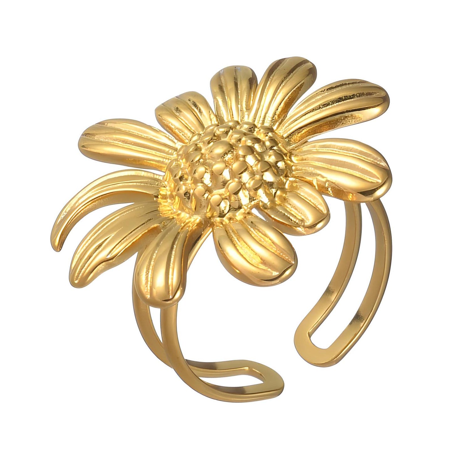 18K gold plated Stainless steel Flower finger ring, Intensity