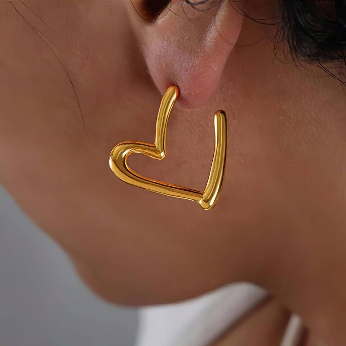 18K gold plated Stainless steel Hearts earrings, Intensity