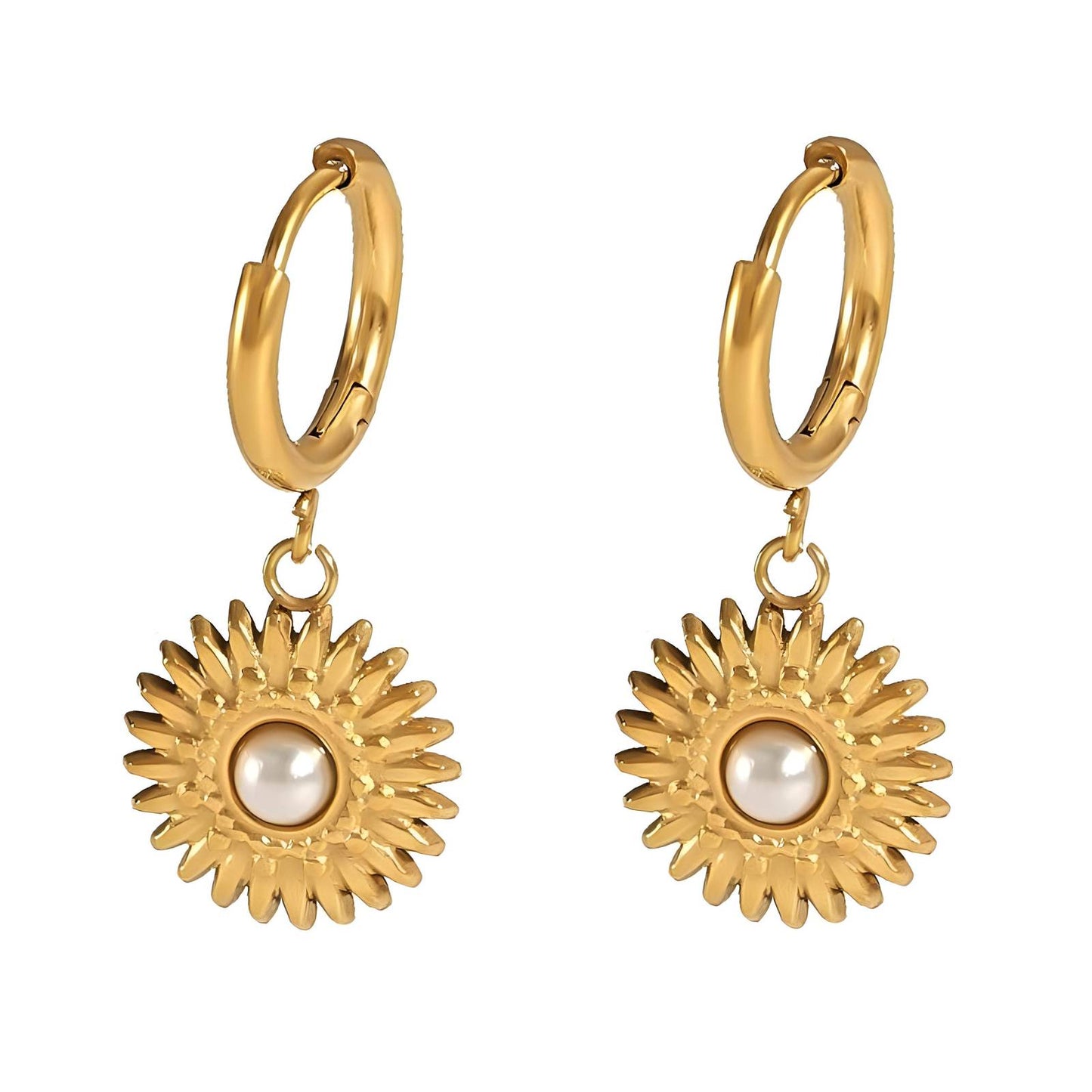 18K gold plated Stainless steel Flowers earrings, Intensity