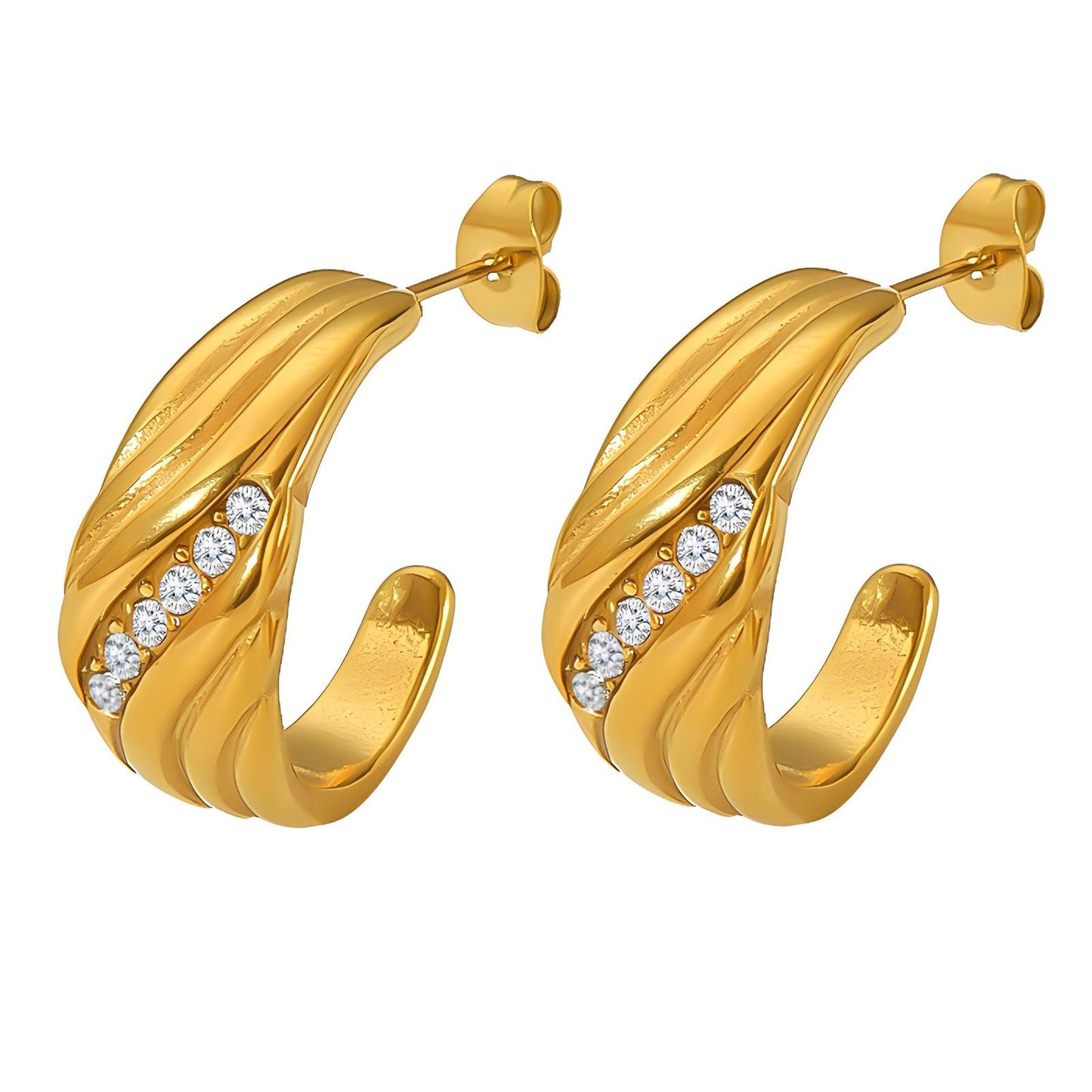 18K gold plated Stainless steel earrings, Intensity