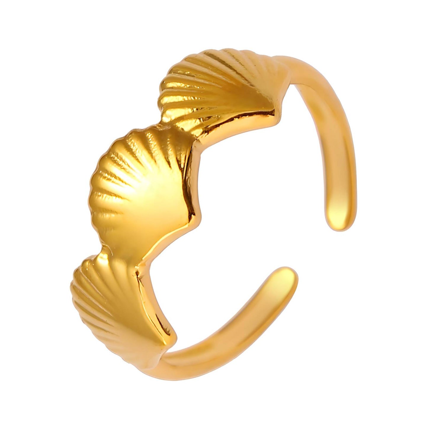 18K gold plated Stainless steel Seashells finger ring, Intensity