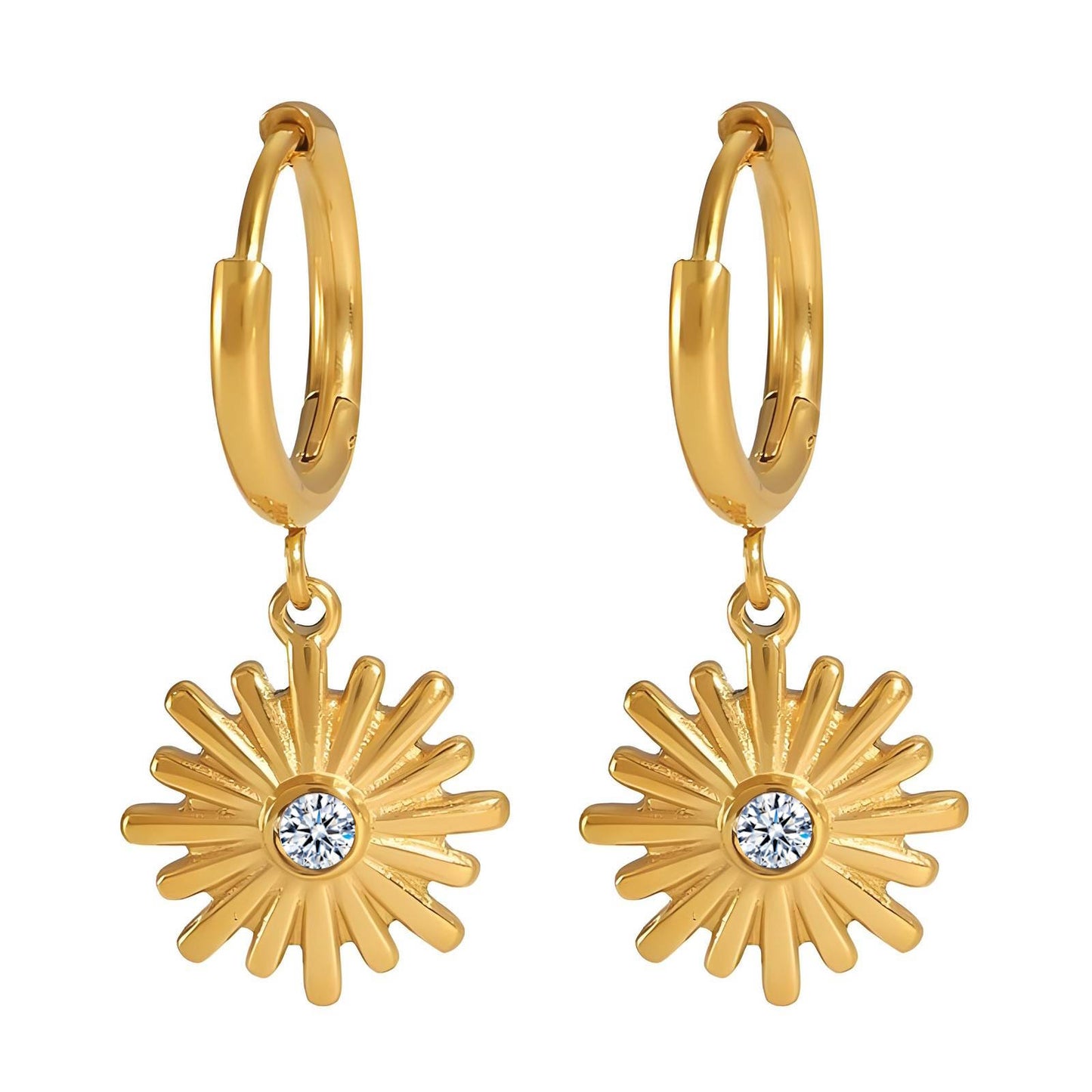 18K gold plated Stainless steel Flowers earrings, Intensity