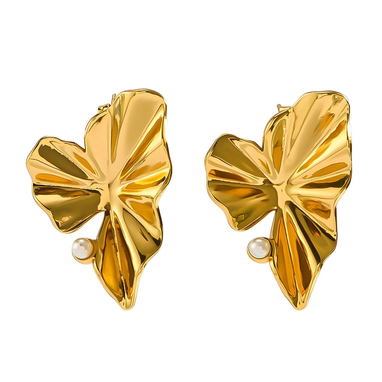 18K gold plated Stainless steel Hearts earrings, Intensity
