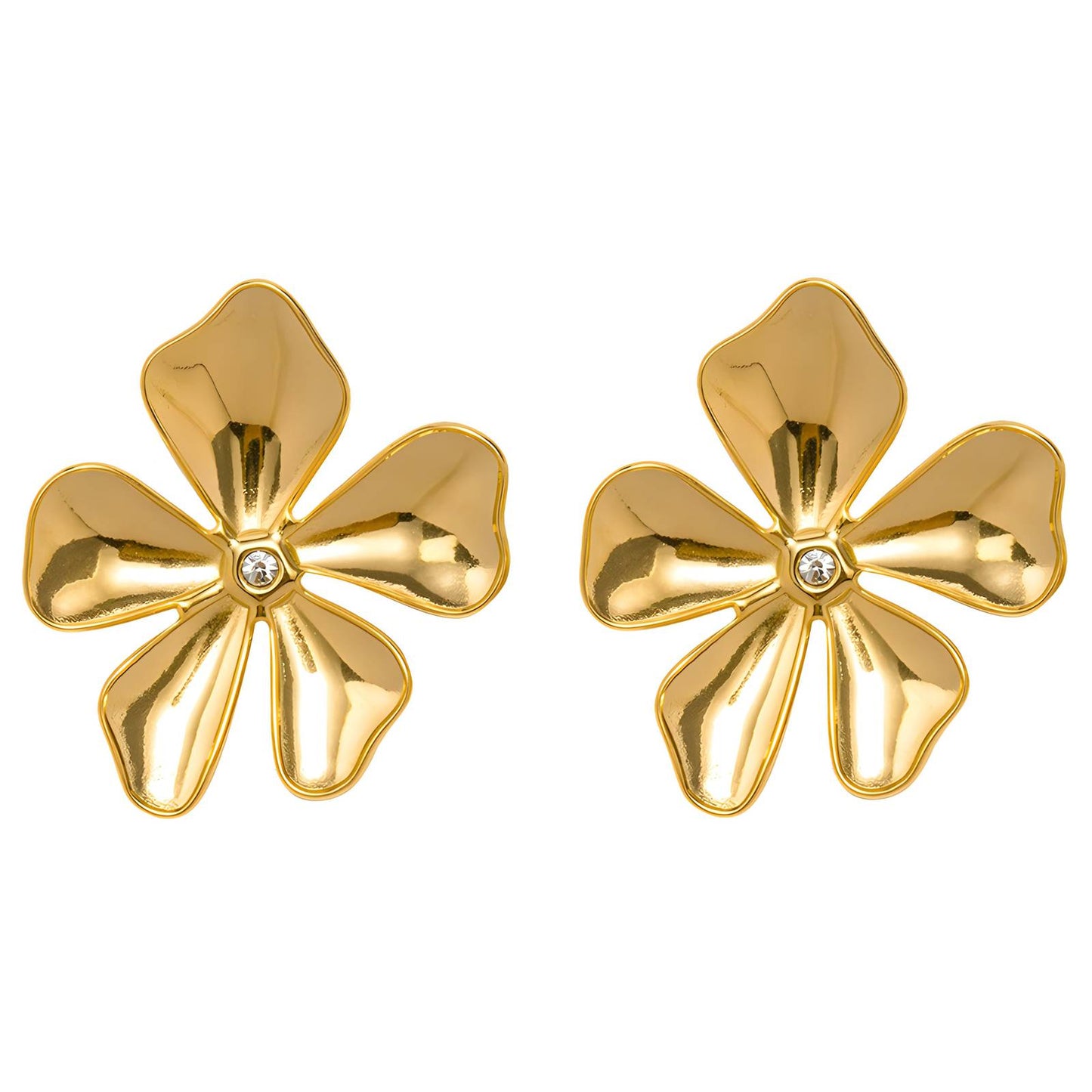 18K gold plated Stainless steel Flowers earrings, Intensity