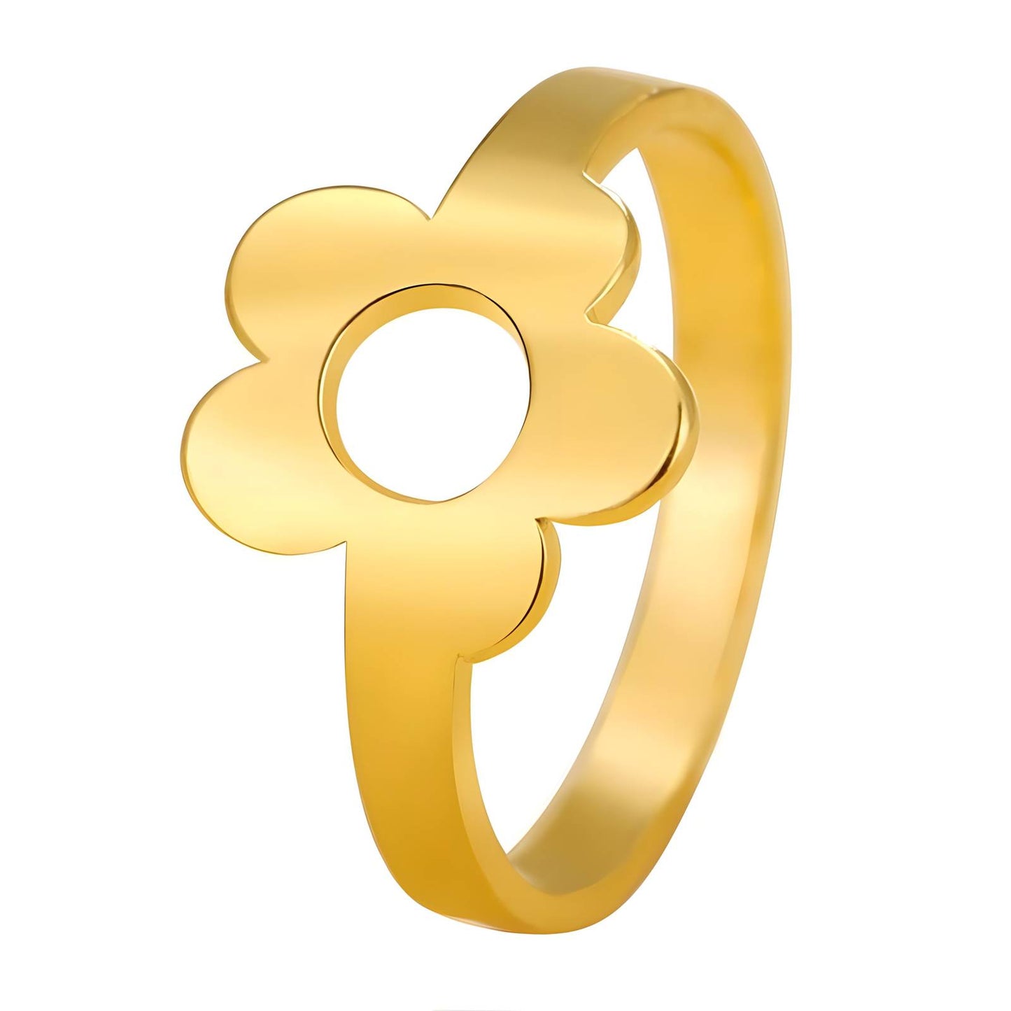 18K gold plated Stainless steel Flower finger ring, Intensity