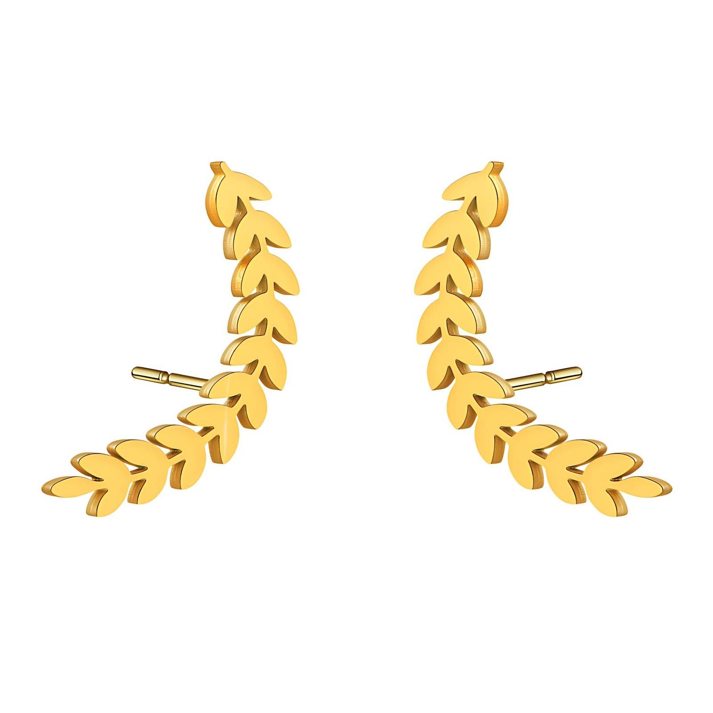 18K gold plated Stainless steel Leafs earrings, Intensity