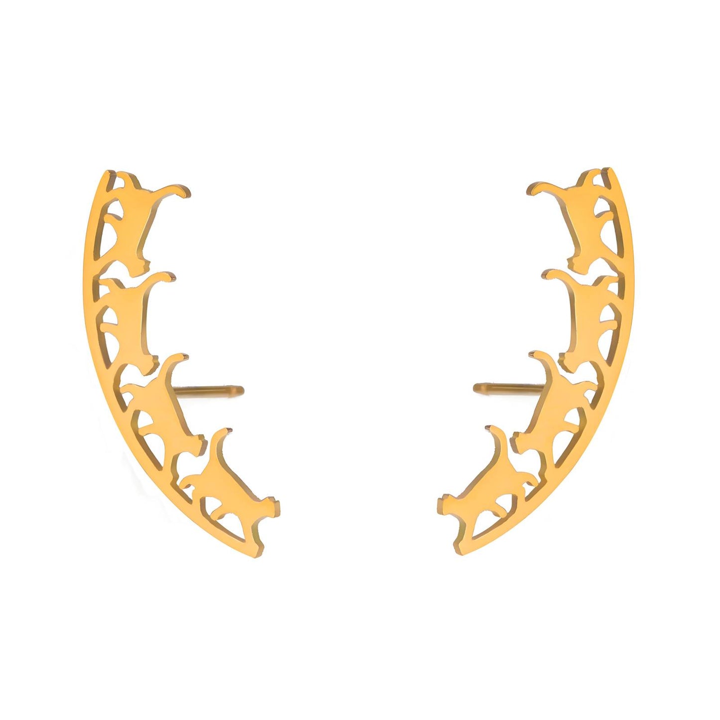 18K gold plated Stainless steel Cats earrings, Intensity