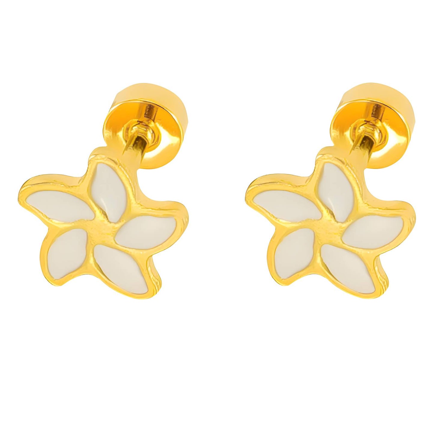 18K gold plated Stainless steel Flowers earrings, Intensity