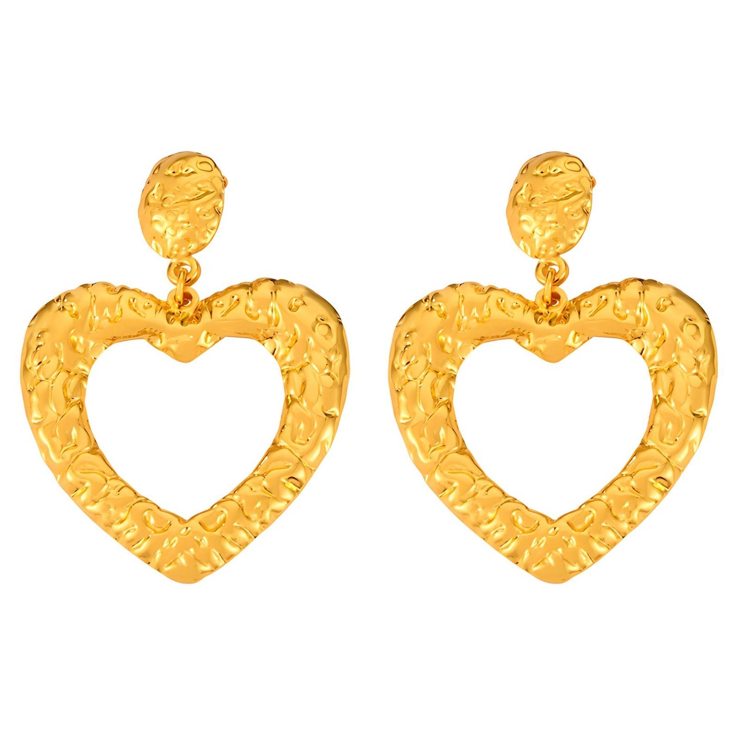 18K gold plated Stainless steel Hearts earrings, Intensity