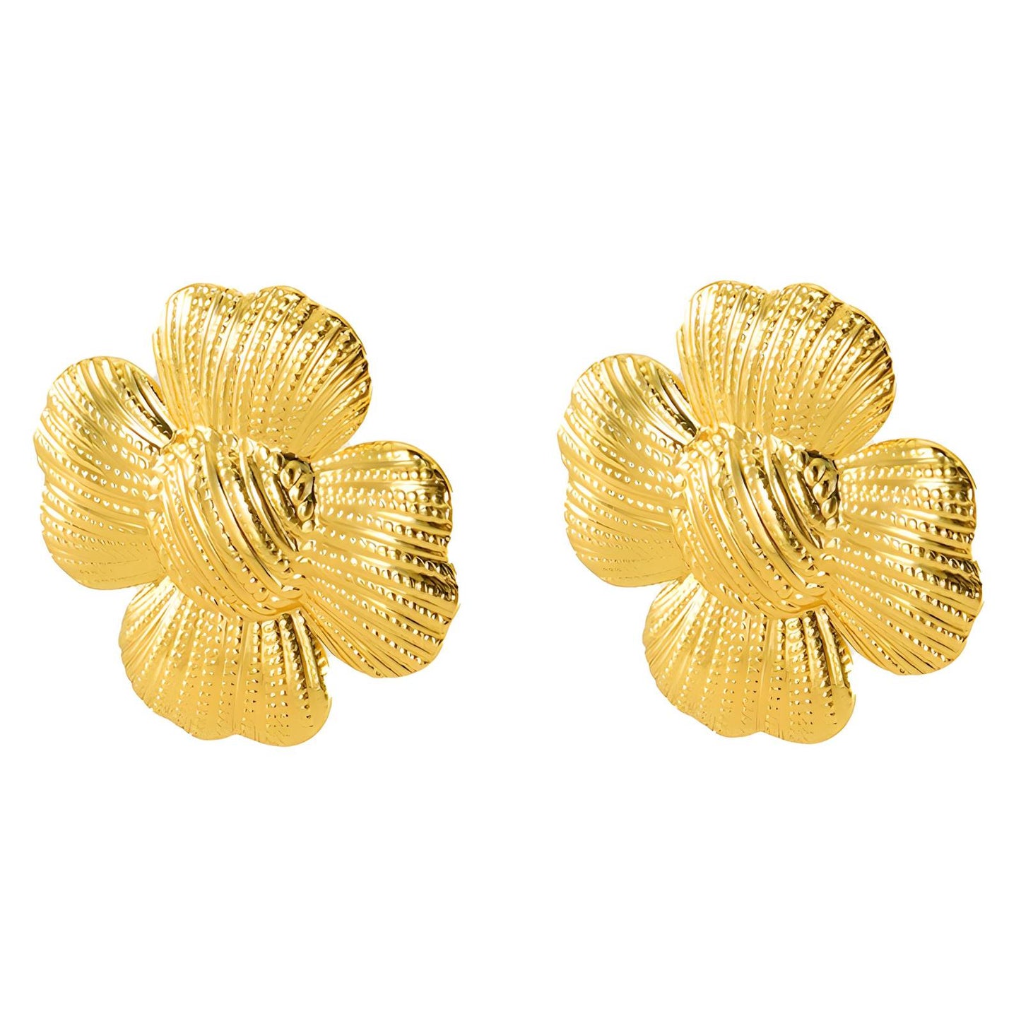 18K gold plated Stainless steel Flowers earrings, Intensity