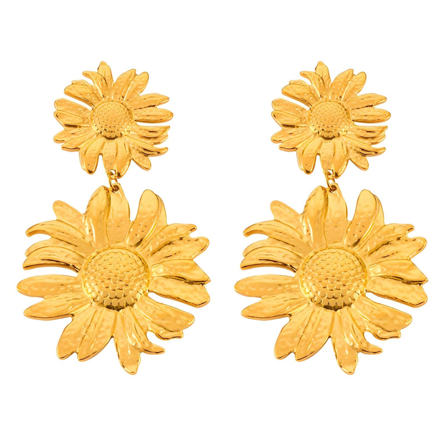 18K gold plated Stainless steel Flowers earrings, Intensity