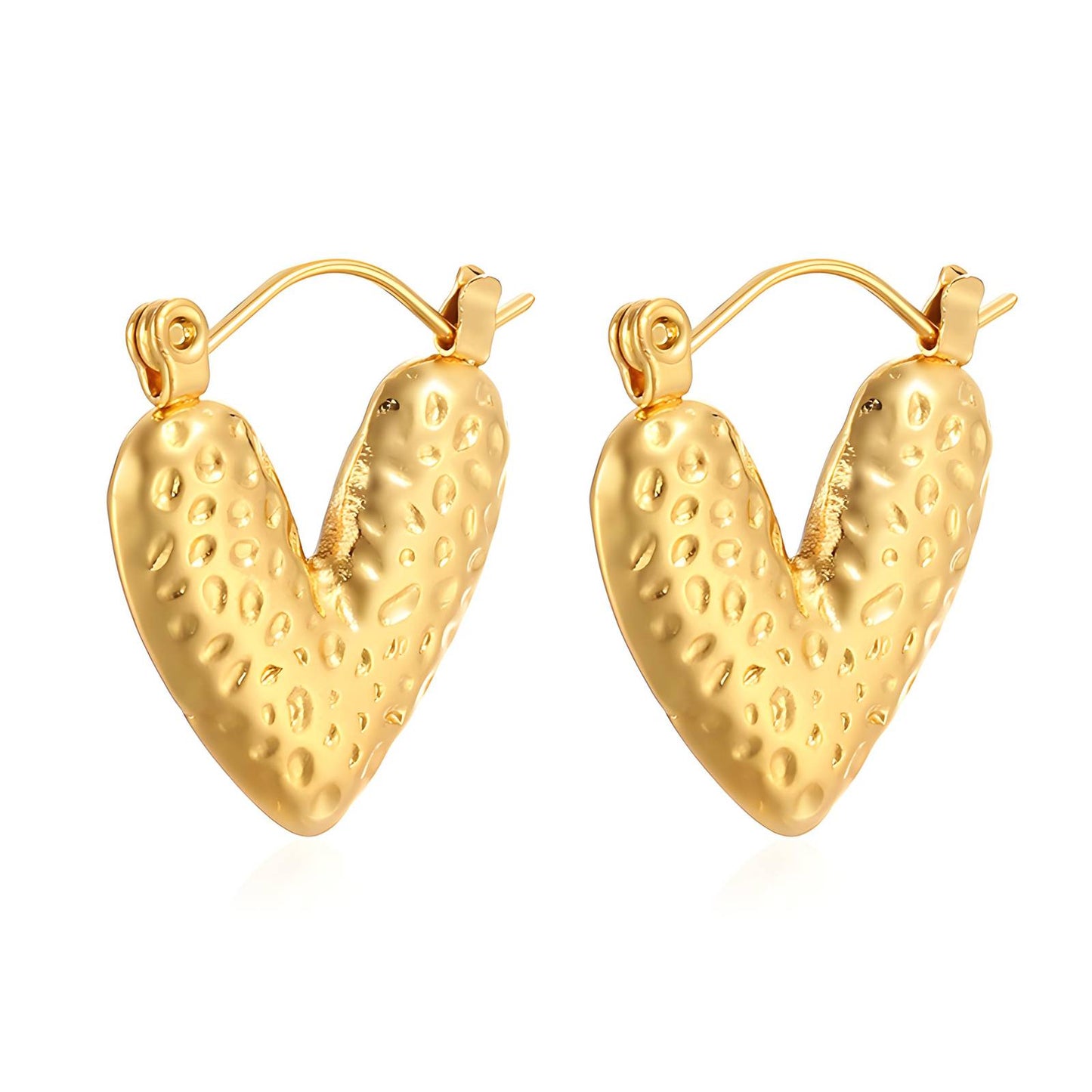 18K gold plated Stainless steel Heart earrings, Intensity