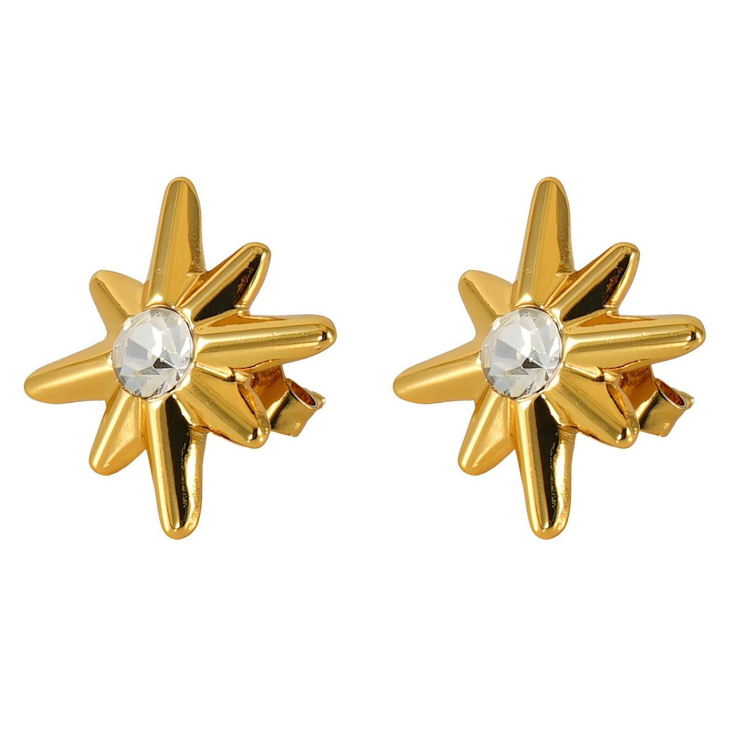 18K gold plated Stainless steel Flowers earrings, Intensity