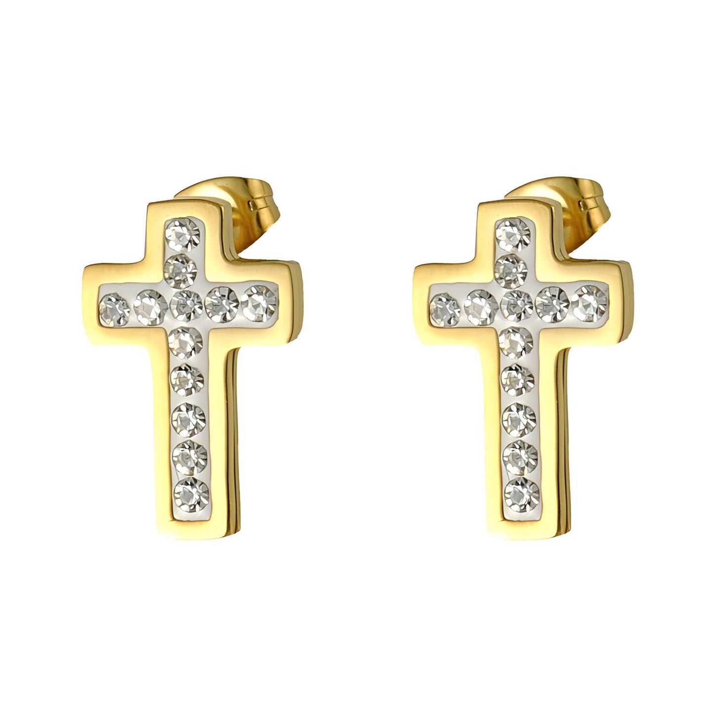 18K gold plated Stainless steel Crosses earrings, Intensity