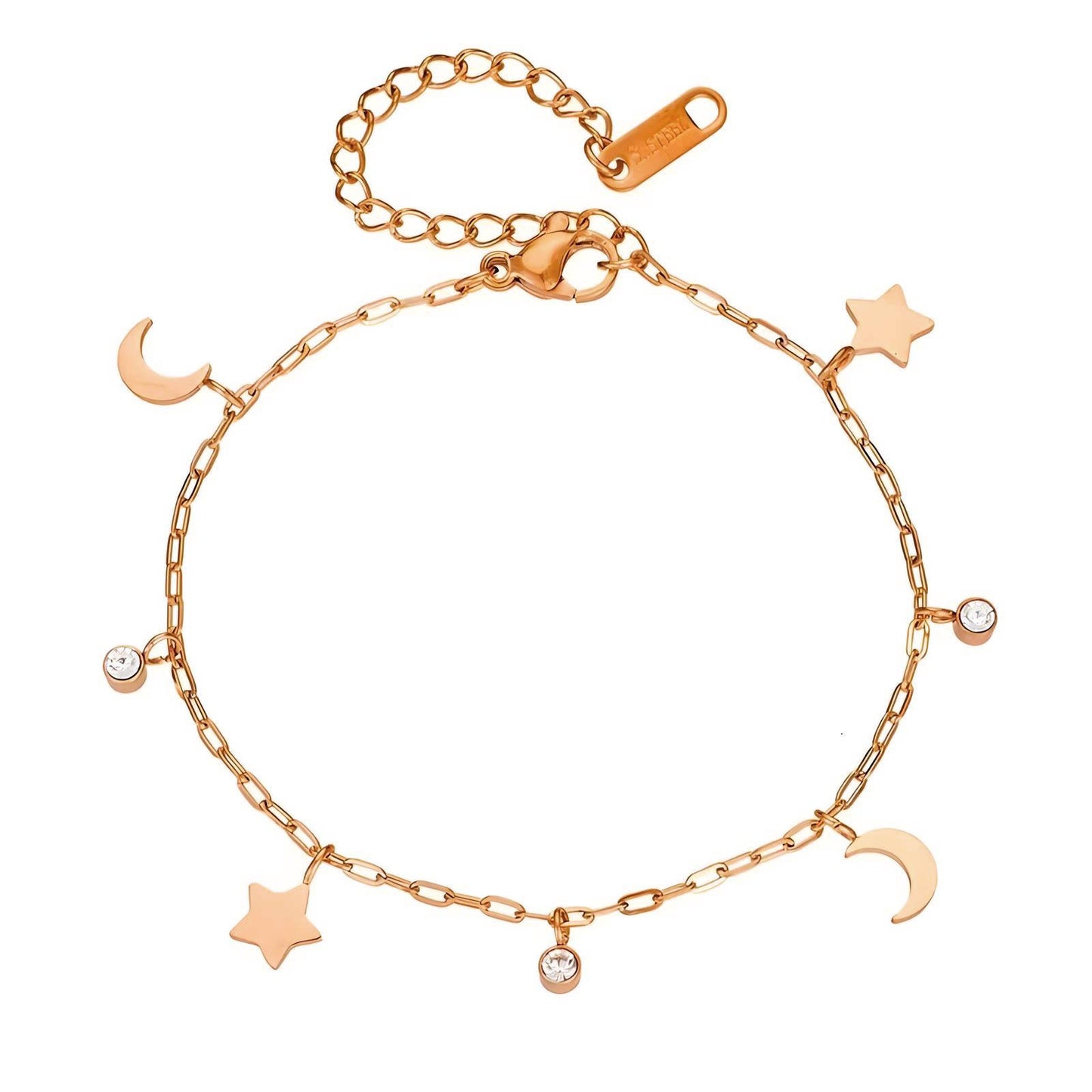 18K gold plated Stainless steel Crescent and Star bracelet, Intensity