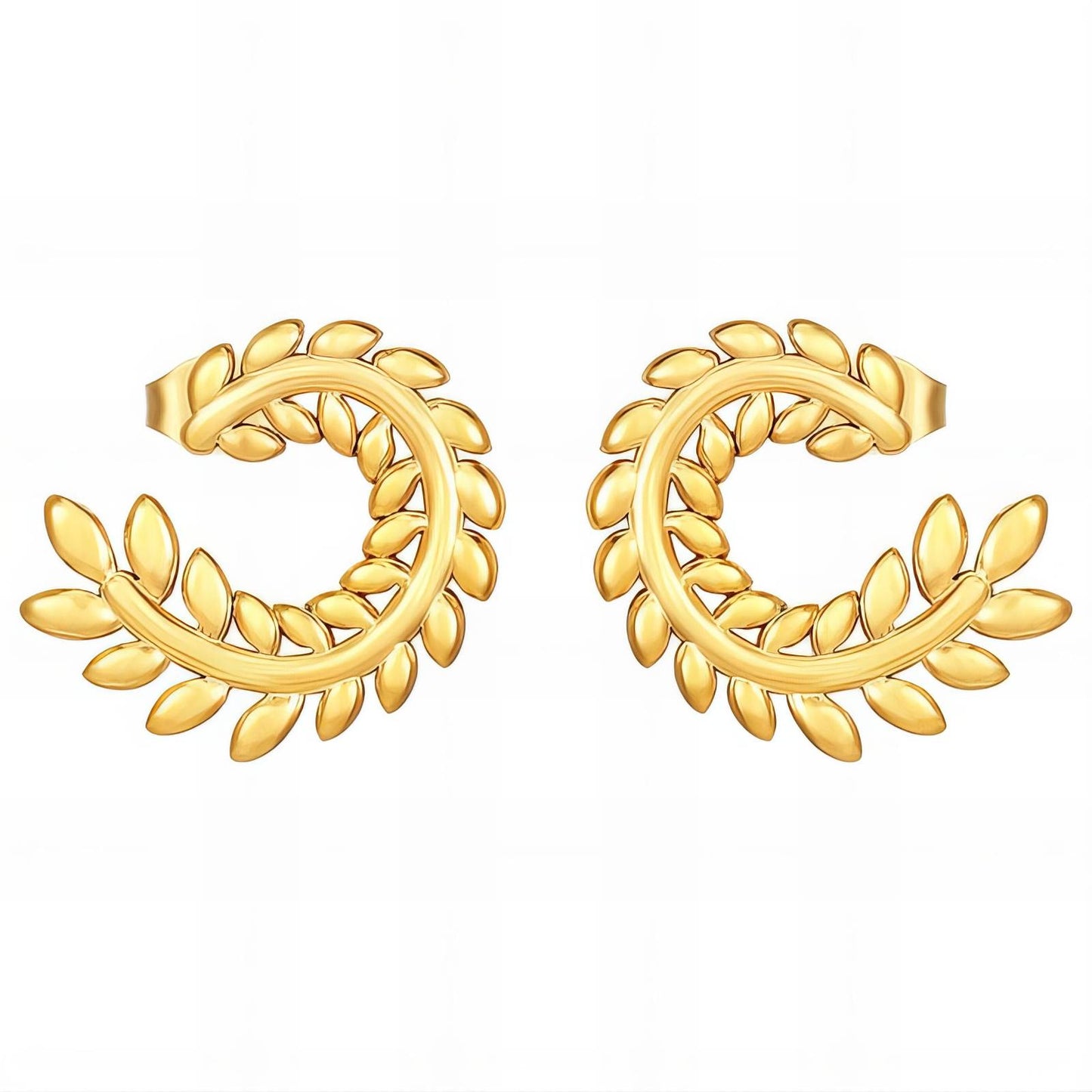 18K gold plated Stainless steel Leafs earrings, Intensity