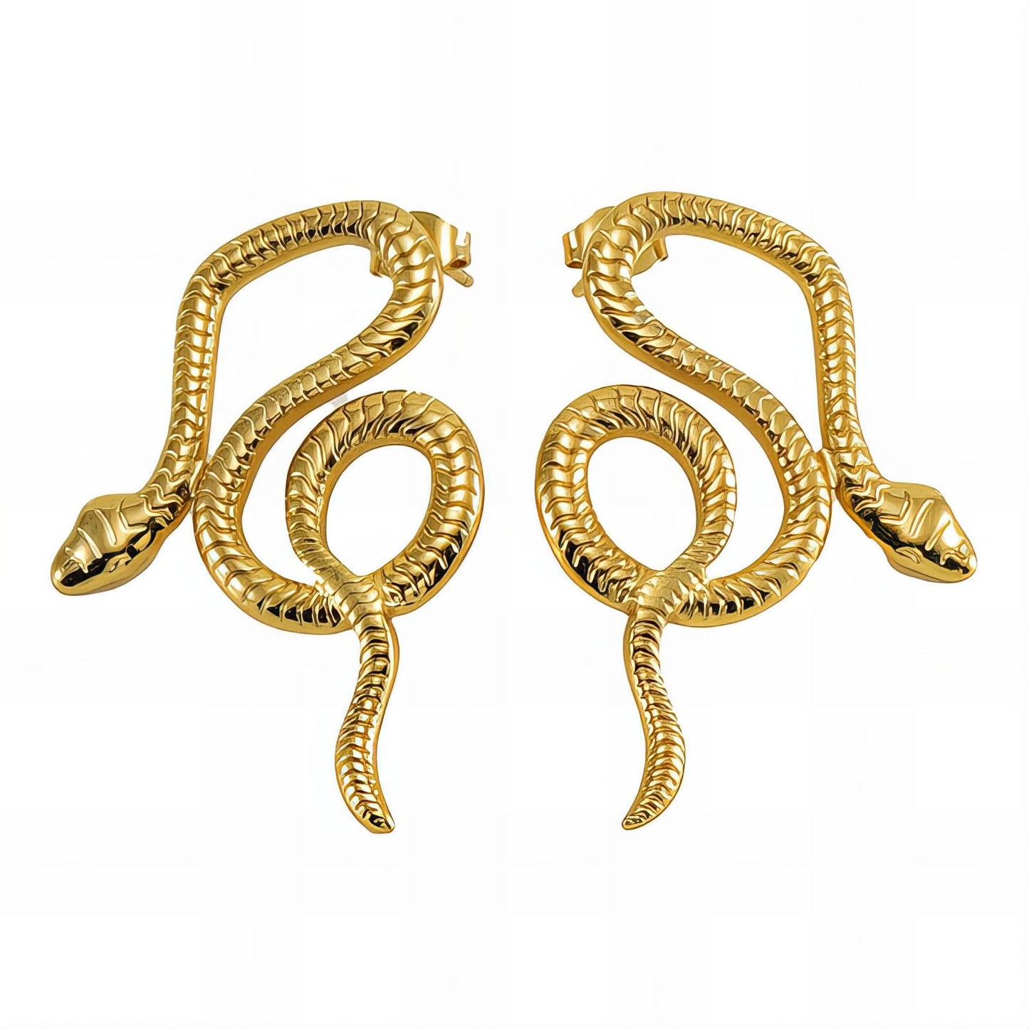 18K gold plated Stainless steel Snakes earrings, Intensity