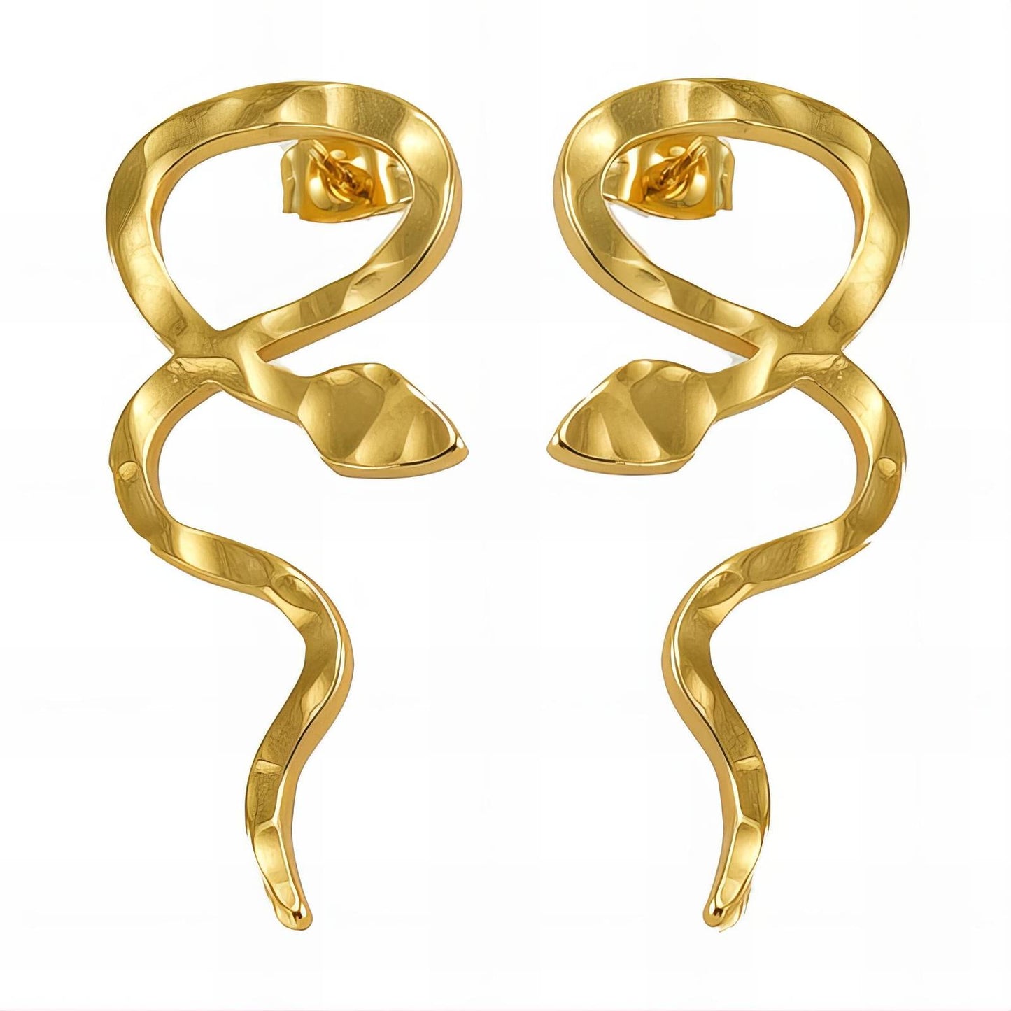 18K gold plated Stainless steel Snakes earrings, Intensity