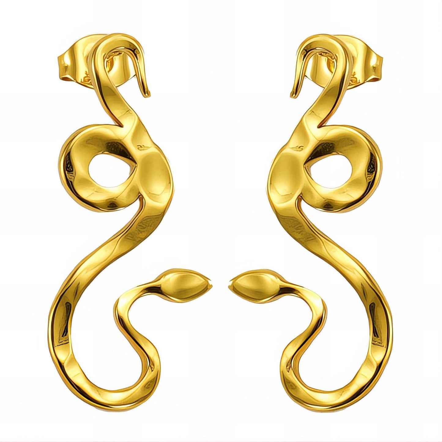 18K gold plated Stainless steel Snakes earrings, Intensity