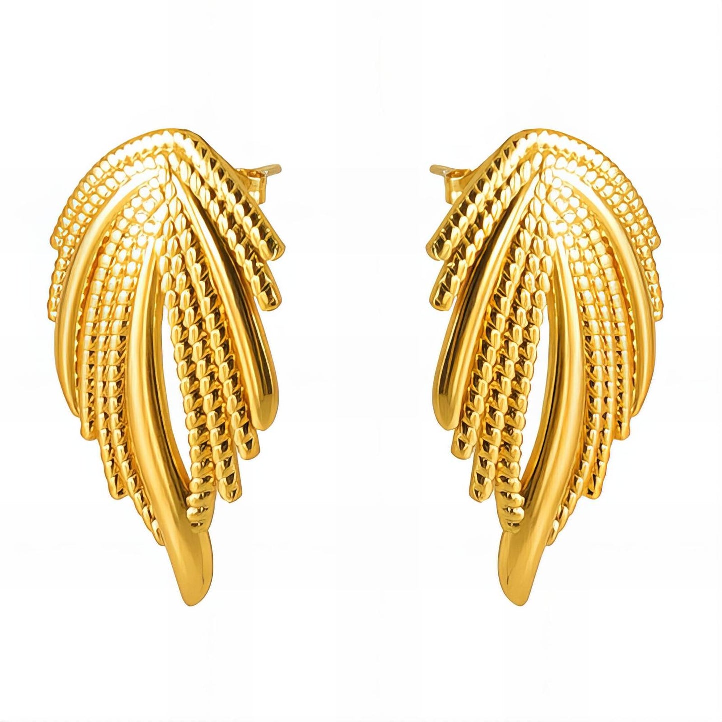 18K gold plated Stainless steel Leafs earrings, Intensity