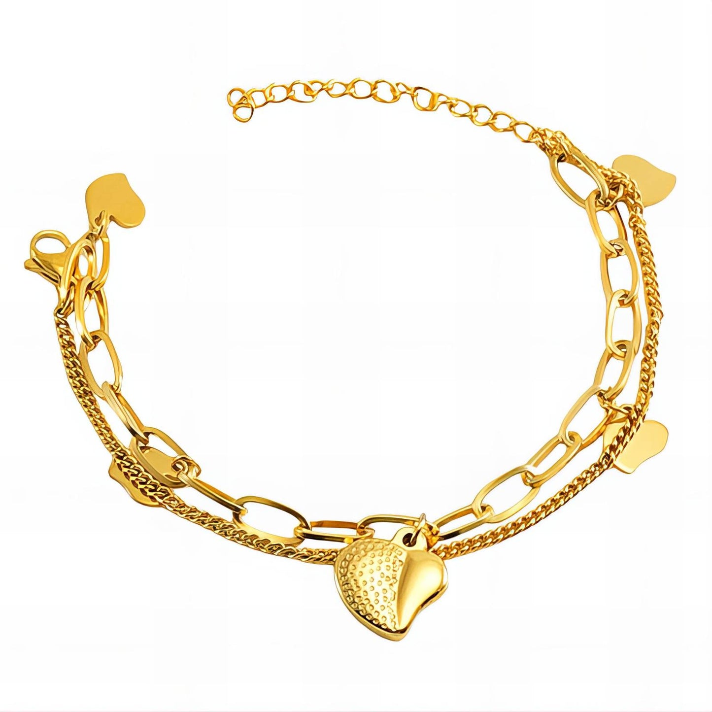 18K gold plated Stainless steel Hearts bracelet, Intensity