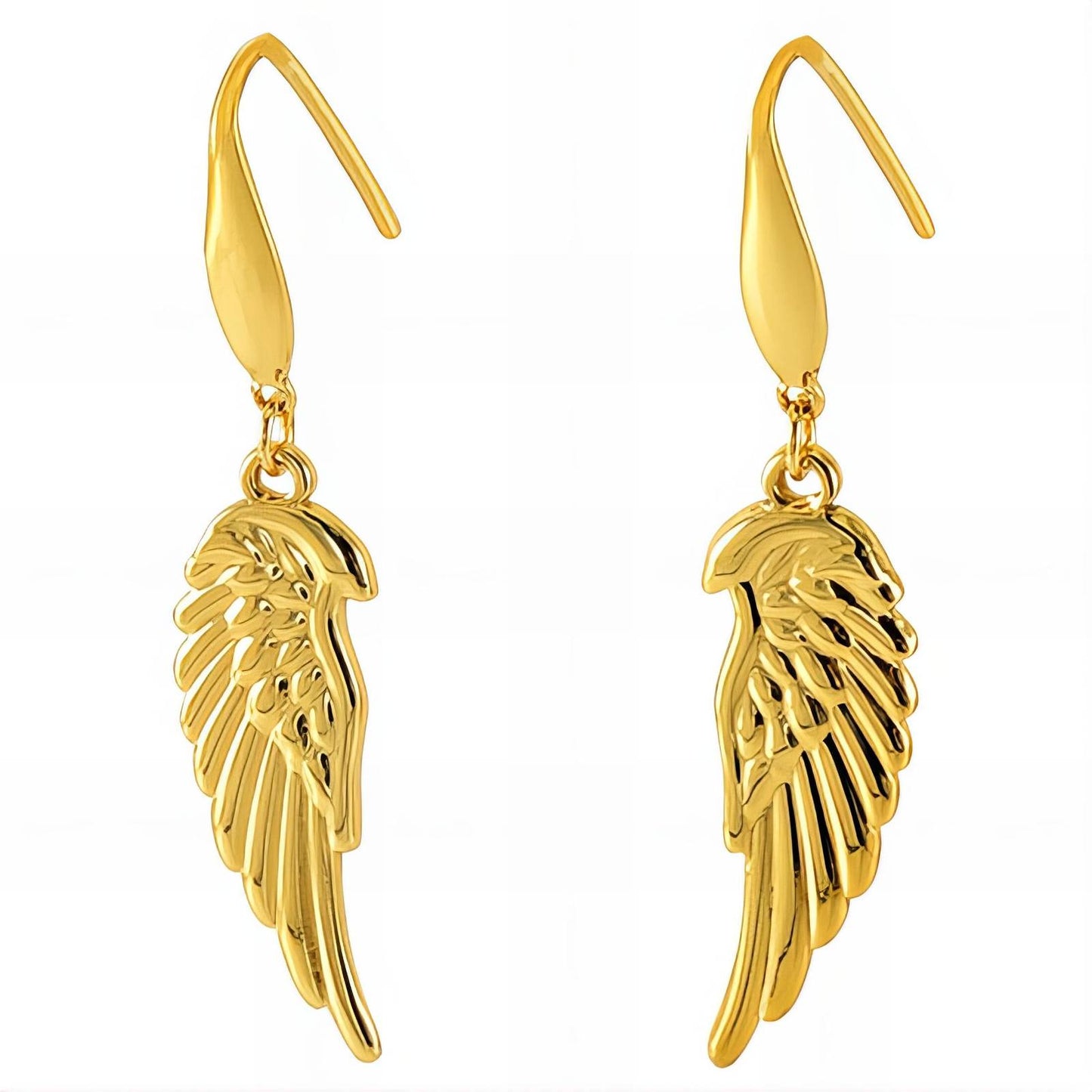 18K gold plated Stainless steel Feathers earrings, Intensity