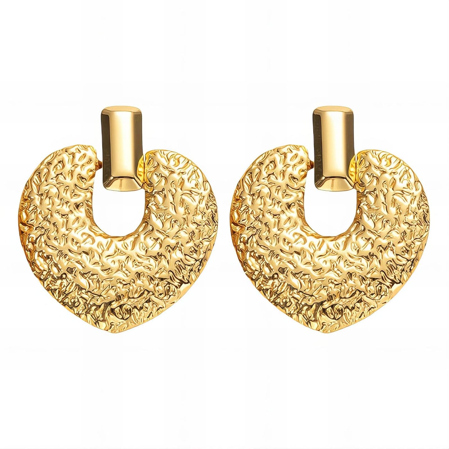 18K gold plated Stainless steel Hearts earrings, Intensity