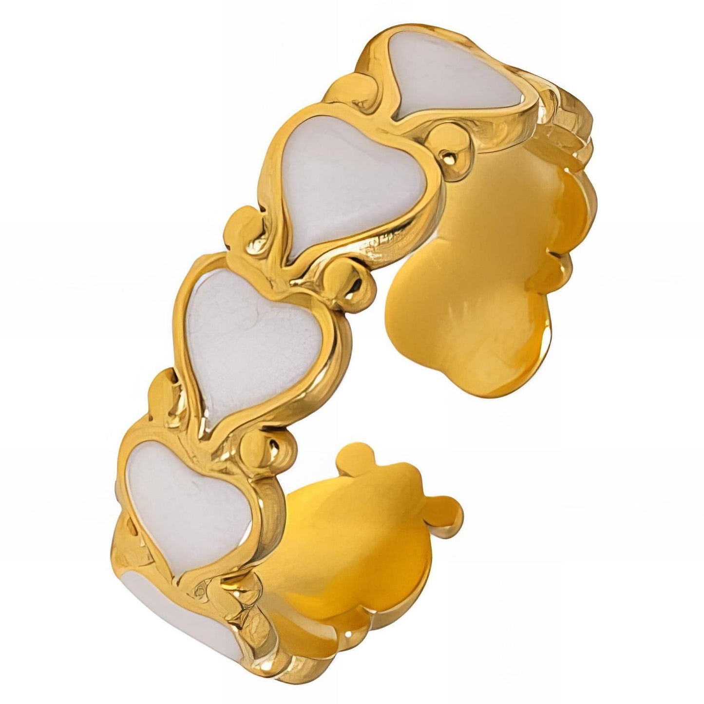 18K gold plated Stainless steel Hearts finger ring, Intensity