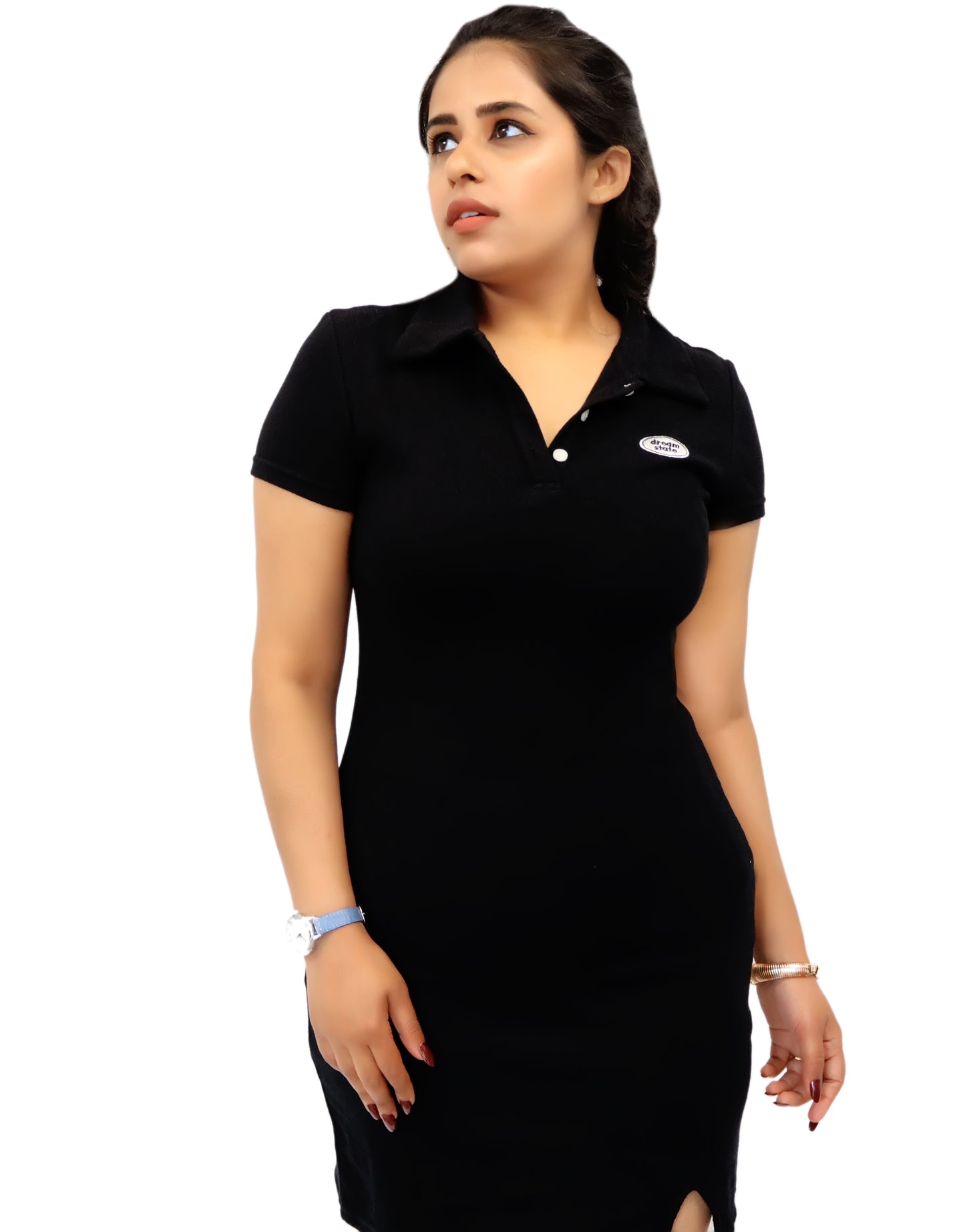 Black curvy black dress
