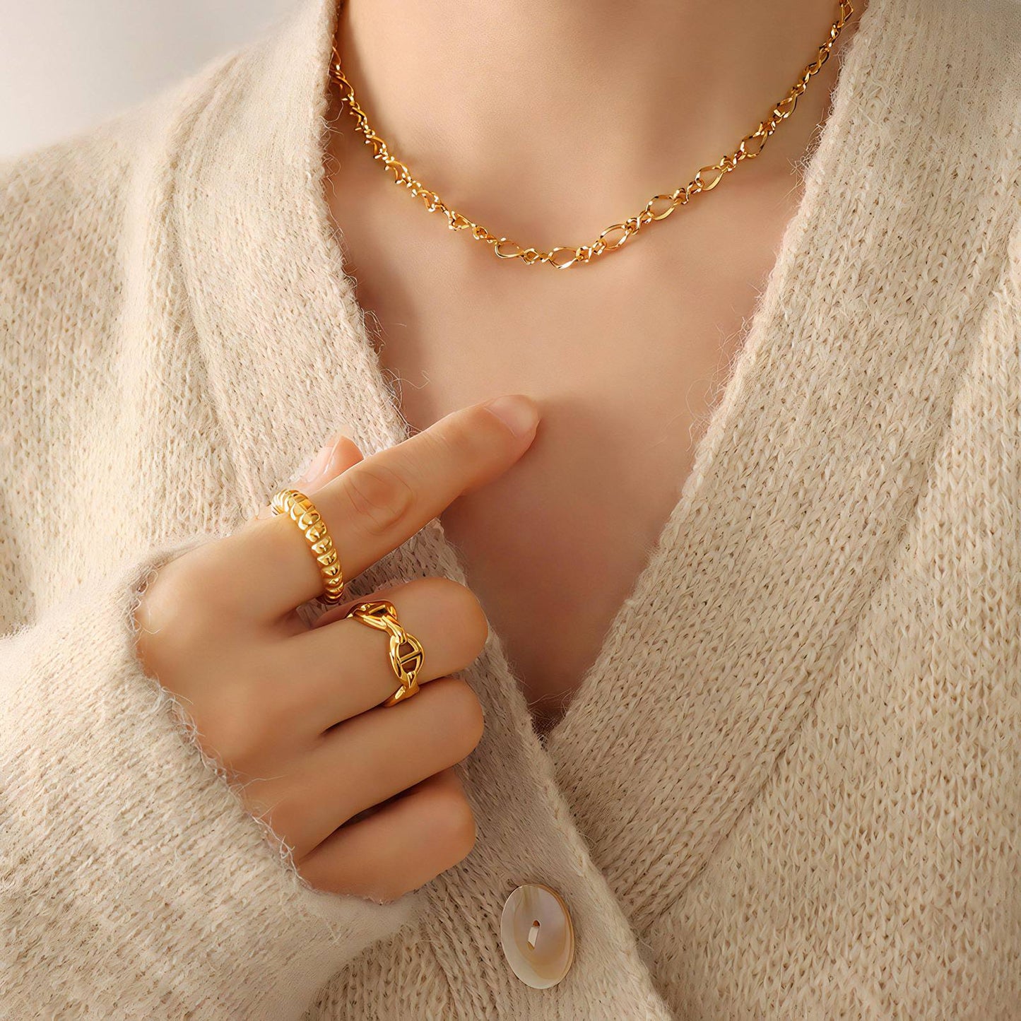 18K gold plated Stainless steel necklace, Intensity