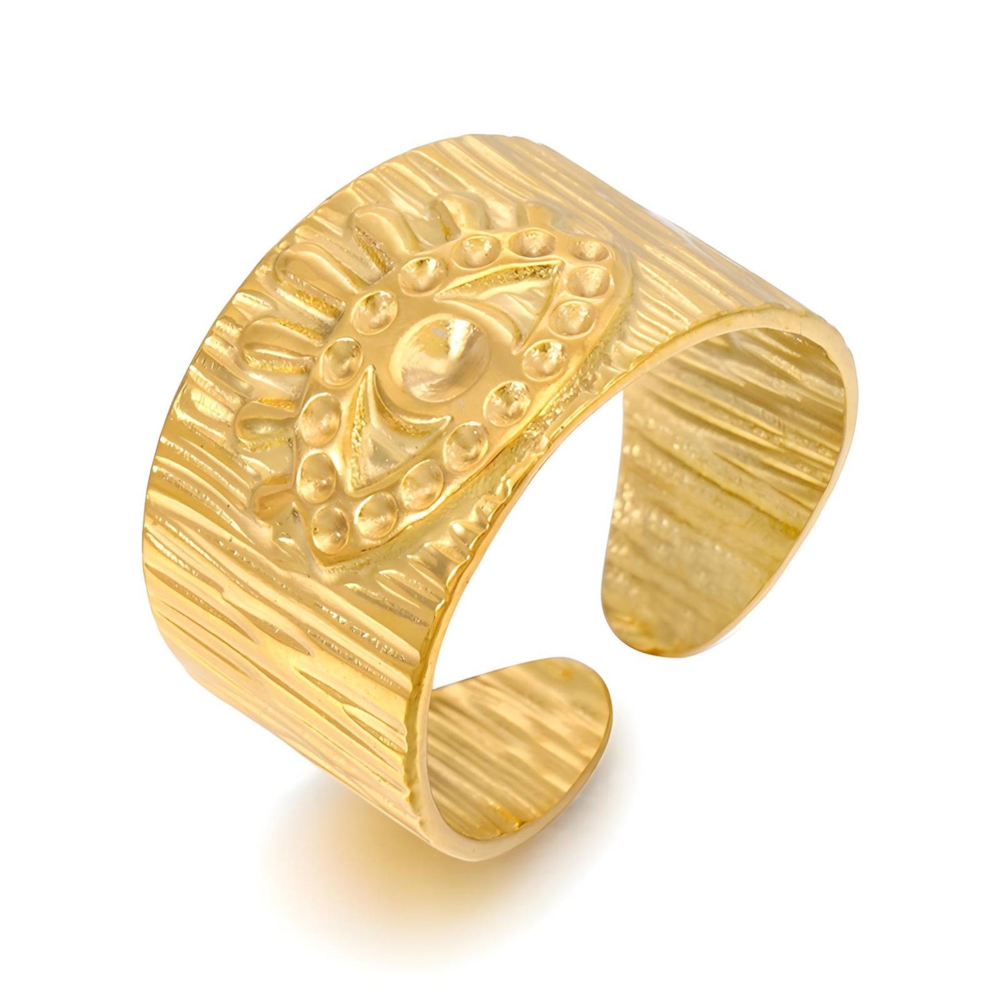 18K gold plated Stainless steel Evil Eye finger ring, Intensity